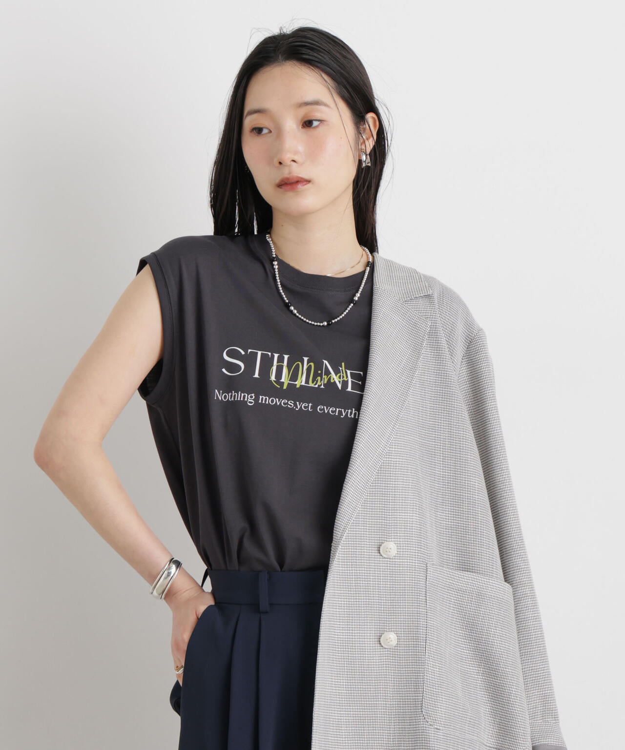 MINERALTEX(TM)ロゴプリントノースリーブTシャツ