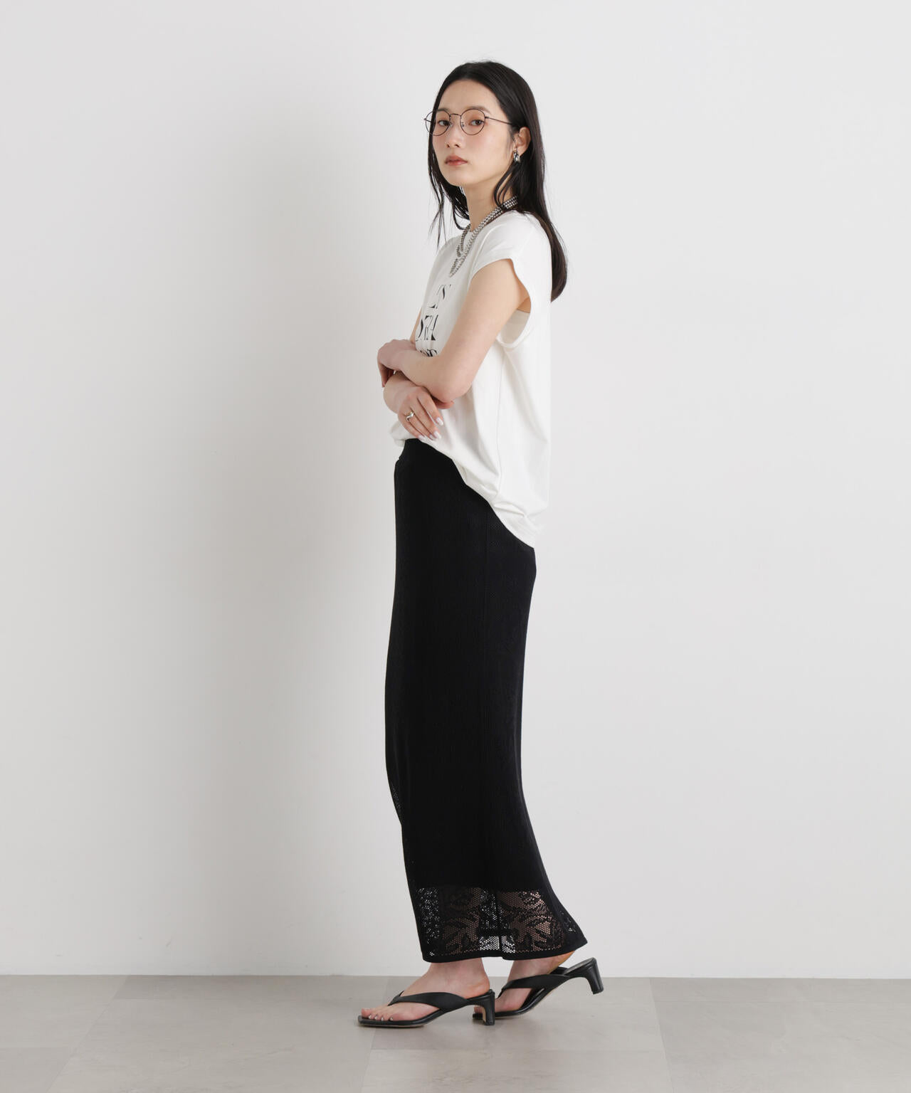 MINERALTEX(TM)ロゴプリントノースリーブTシャツ