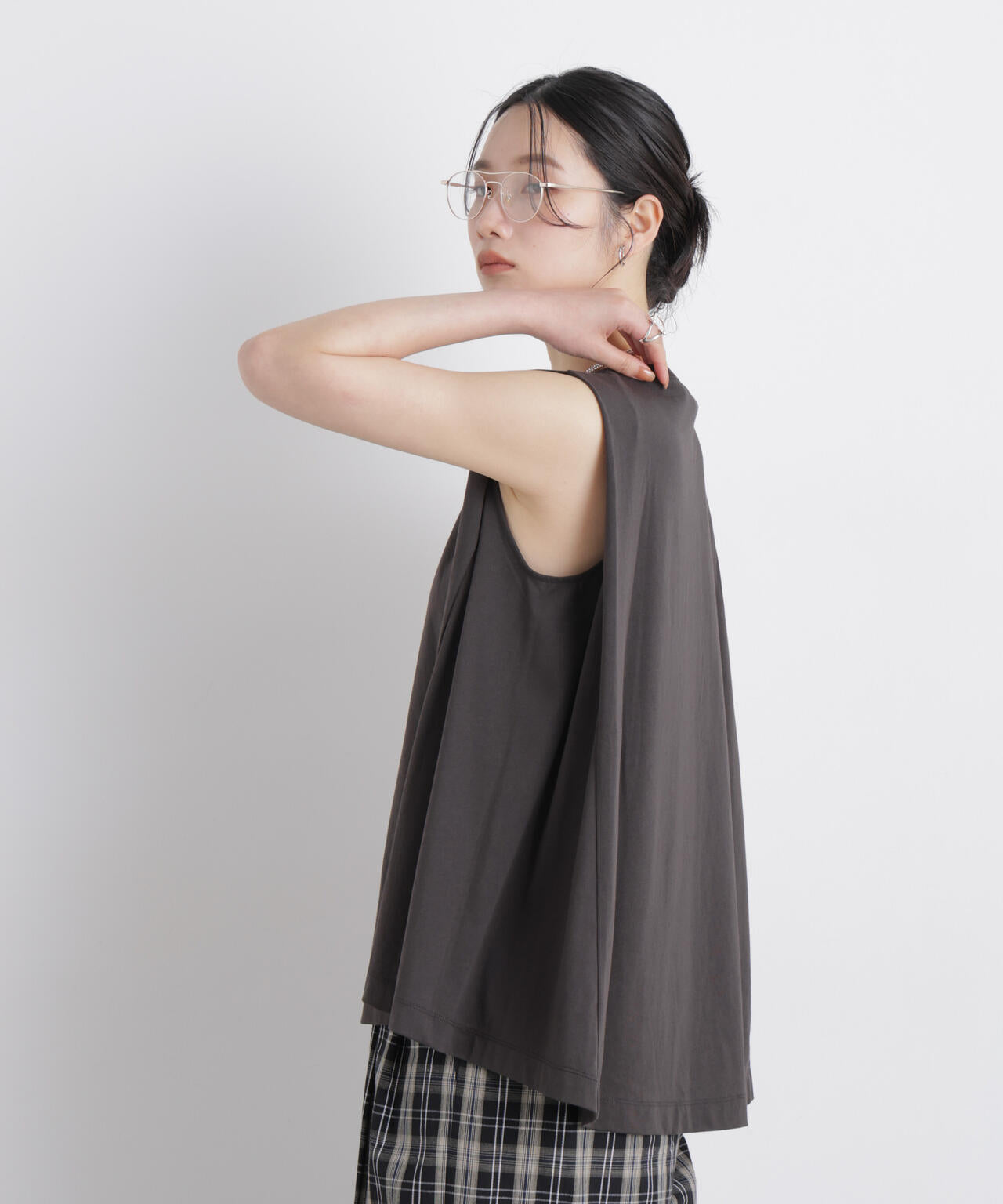 NANOFINE ボックスフレアカットトップス