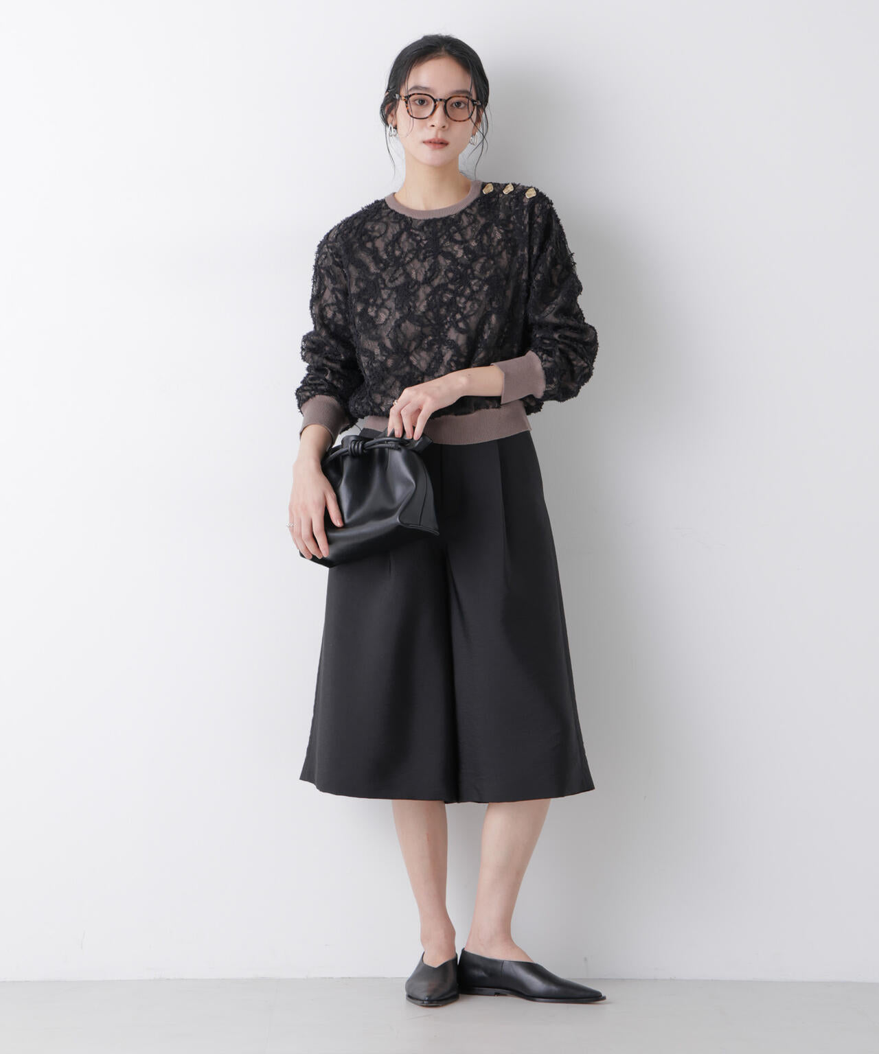 エアリーツイルボリュームキュロットパンツ