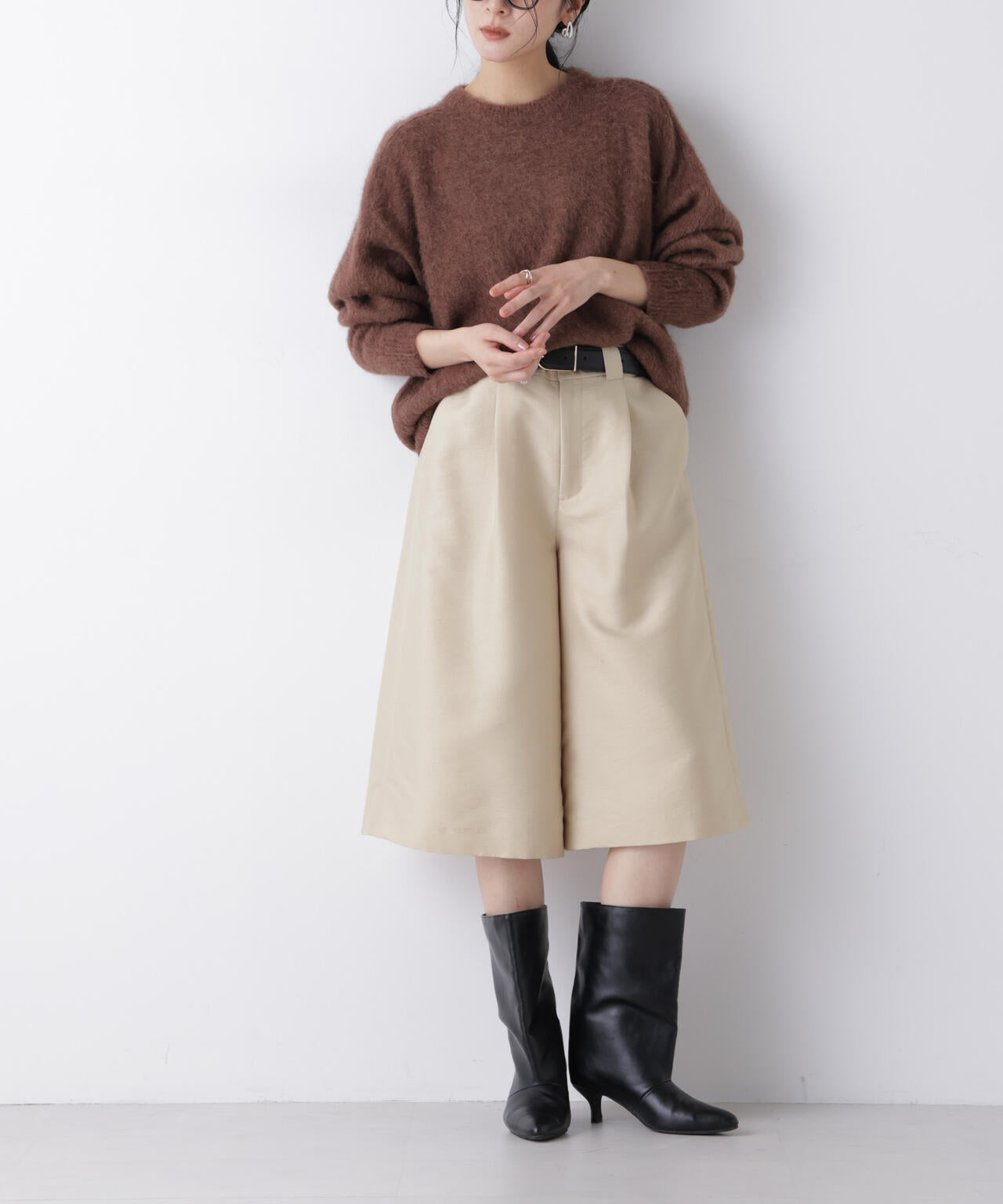 エアリーツイルボリュームキュロットパンツ