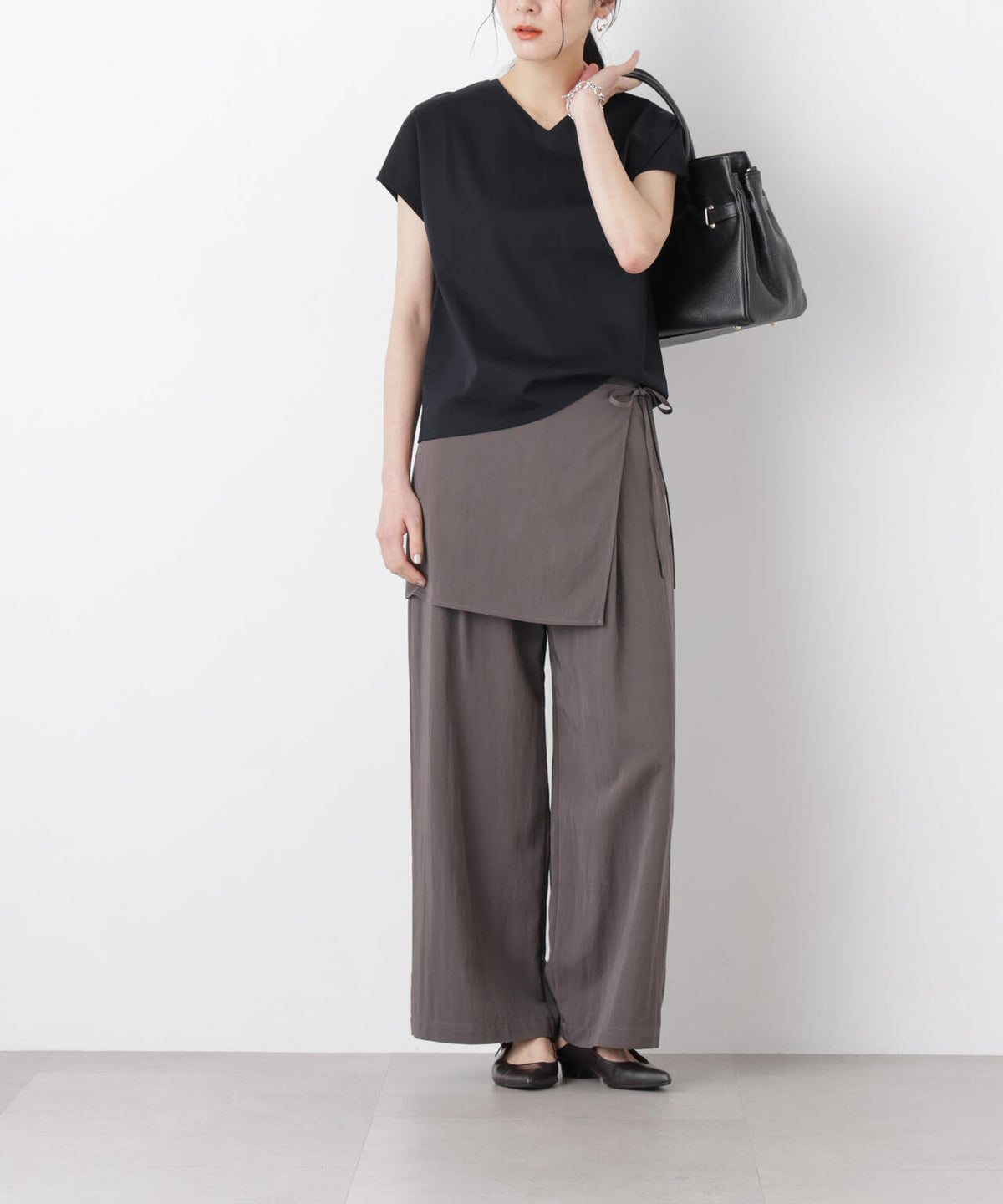 スカーフセットタックワイドパンツ