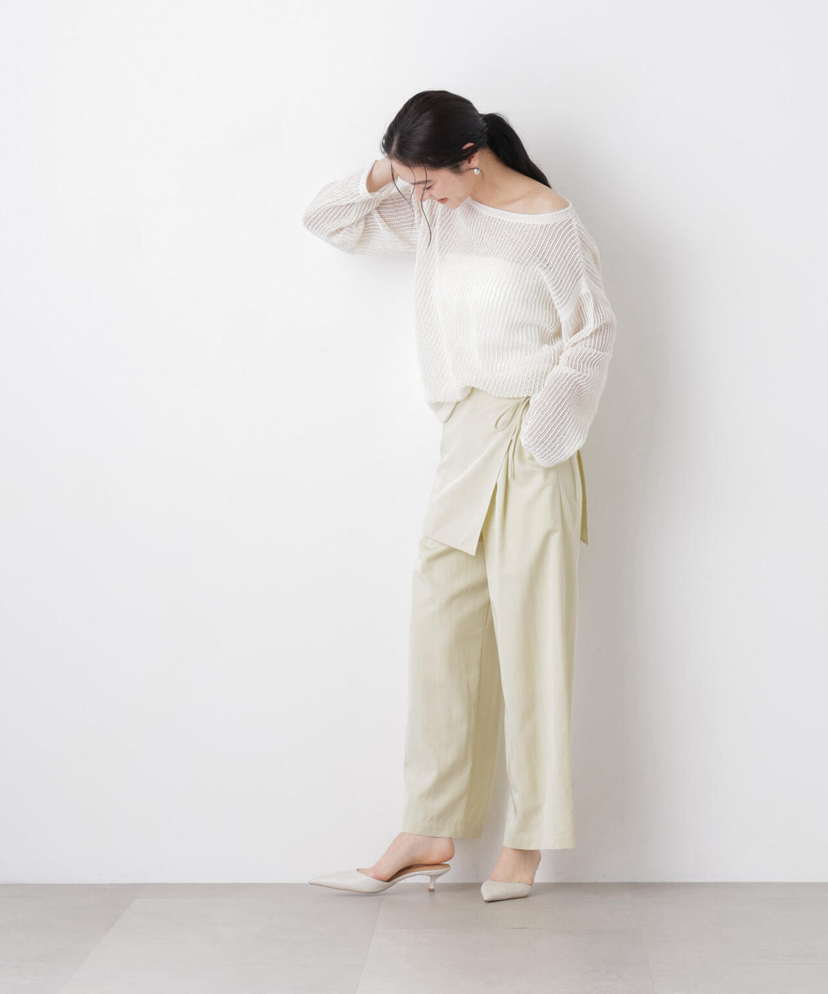スカーフセットタックワイドパンツ