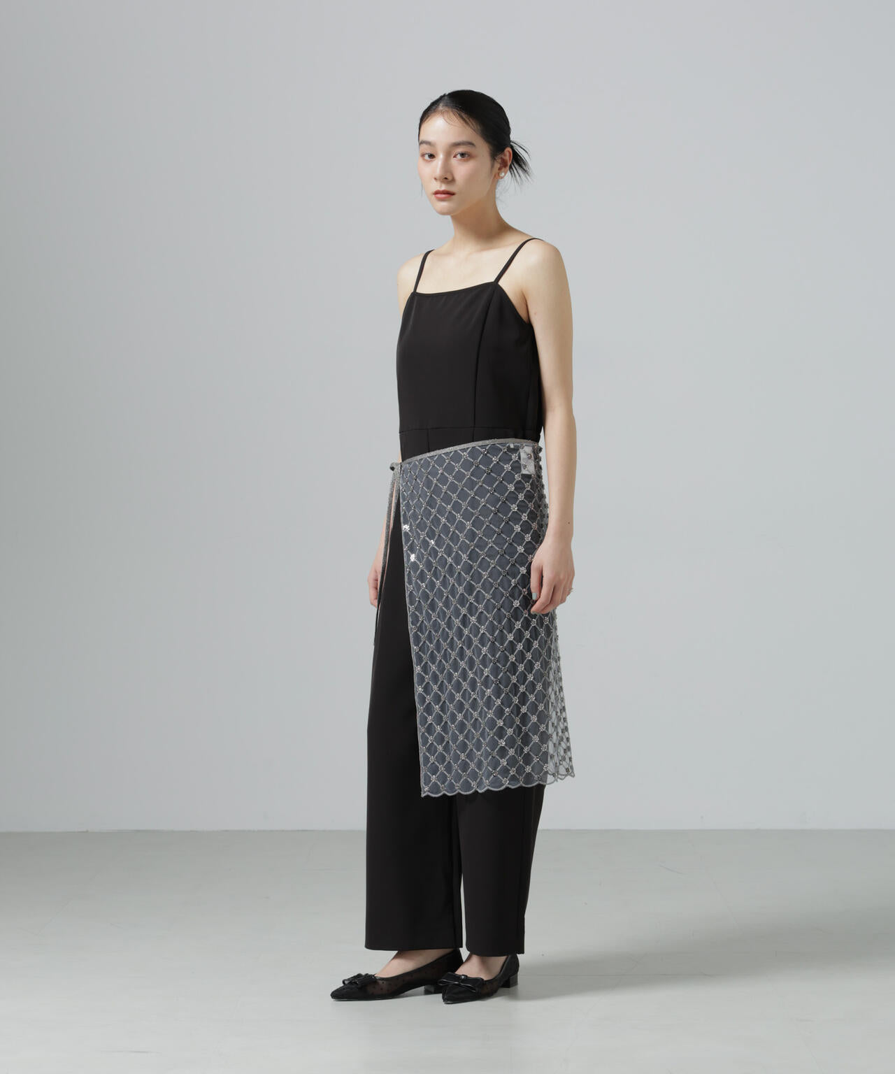 スパンコールビーズ刺繍ラップスカート