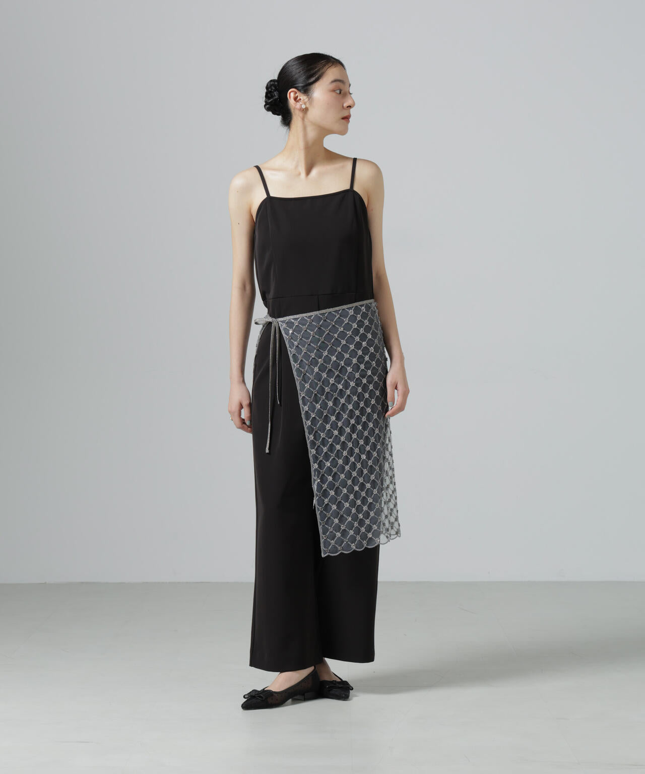 スパンコールビーズ刺繍ラップスカート