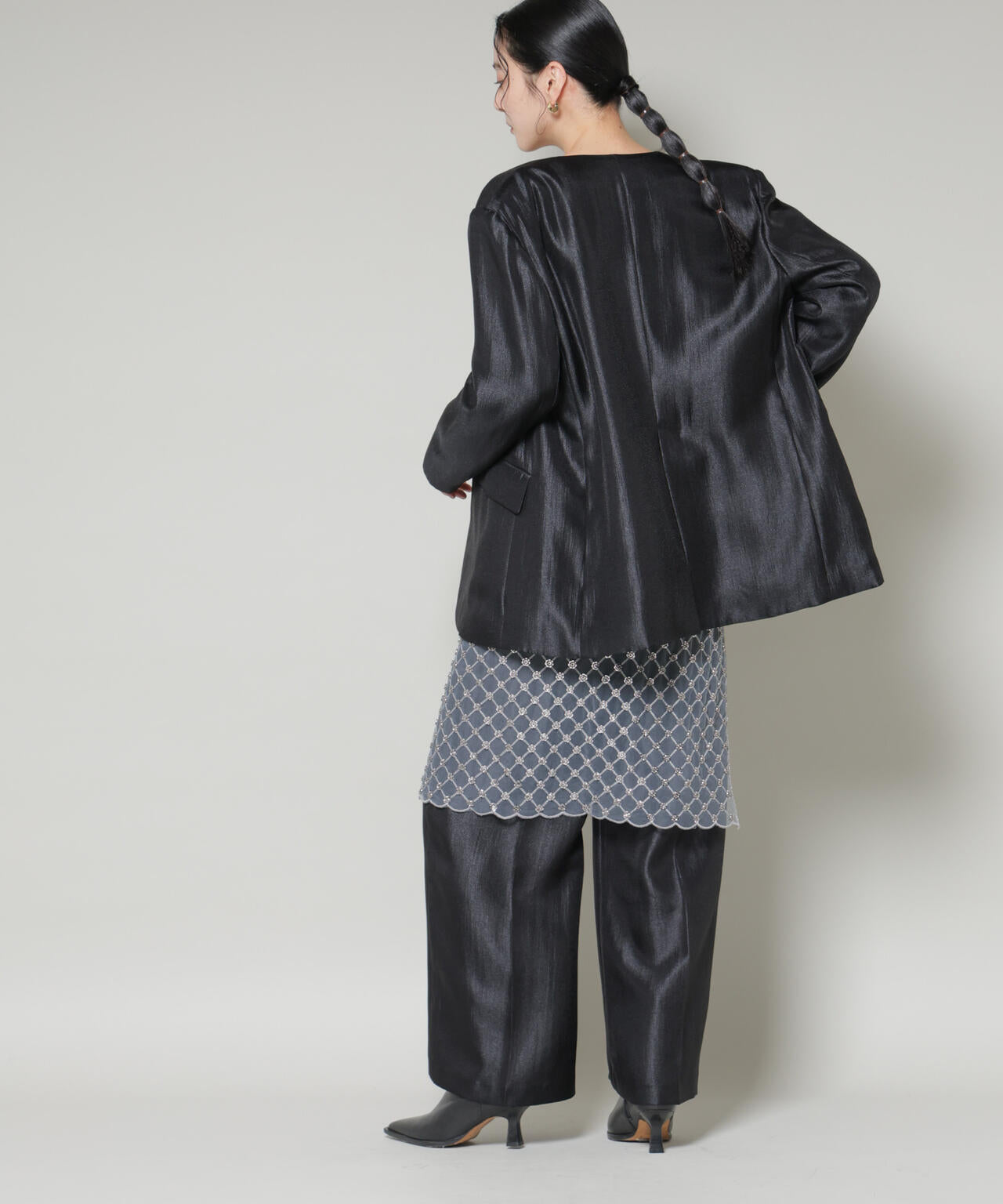 スパンコールビーズ刺繍ラップスカート