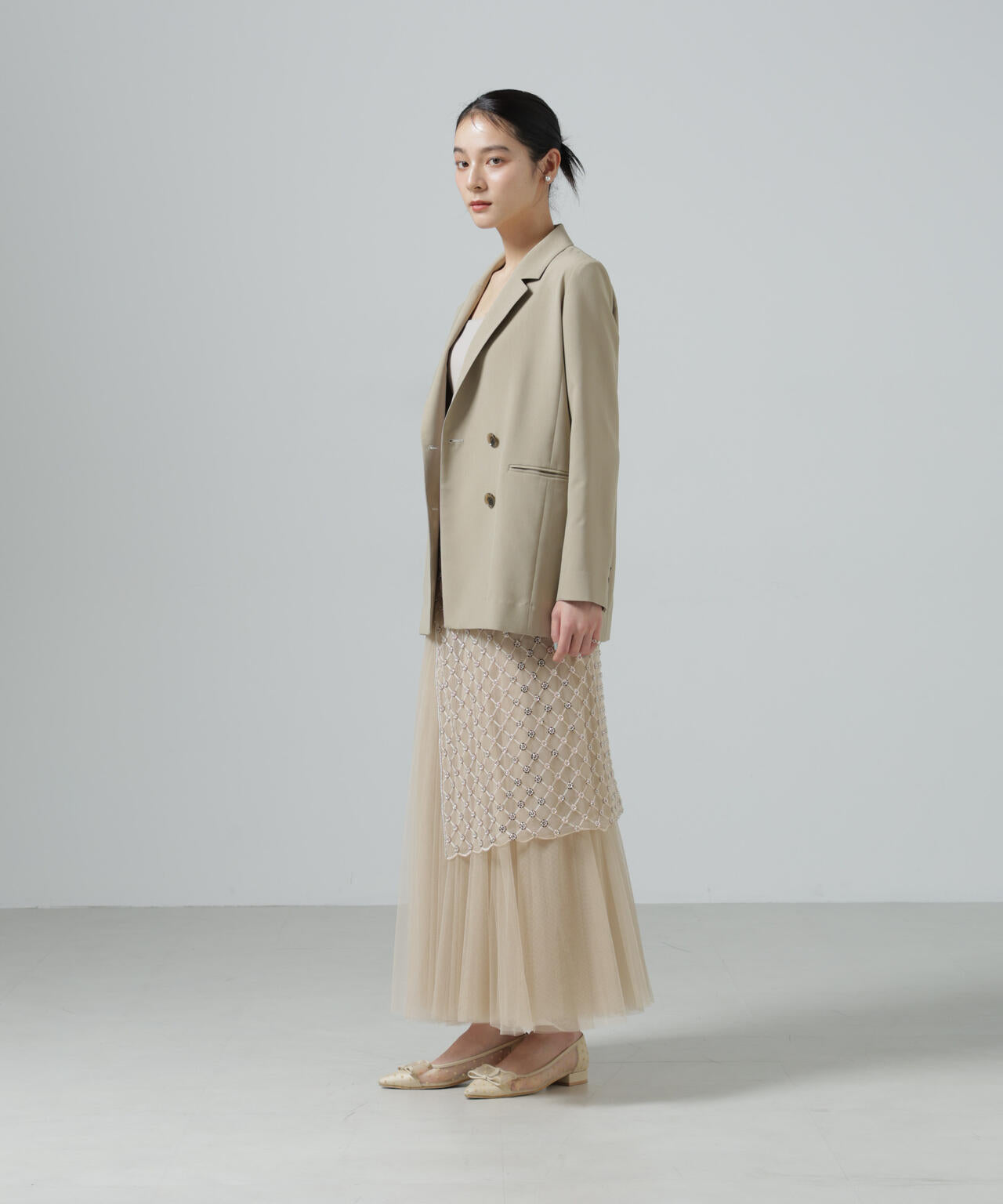 スパンコールビーズ刺繍ラップスカート