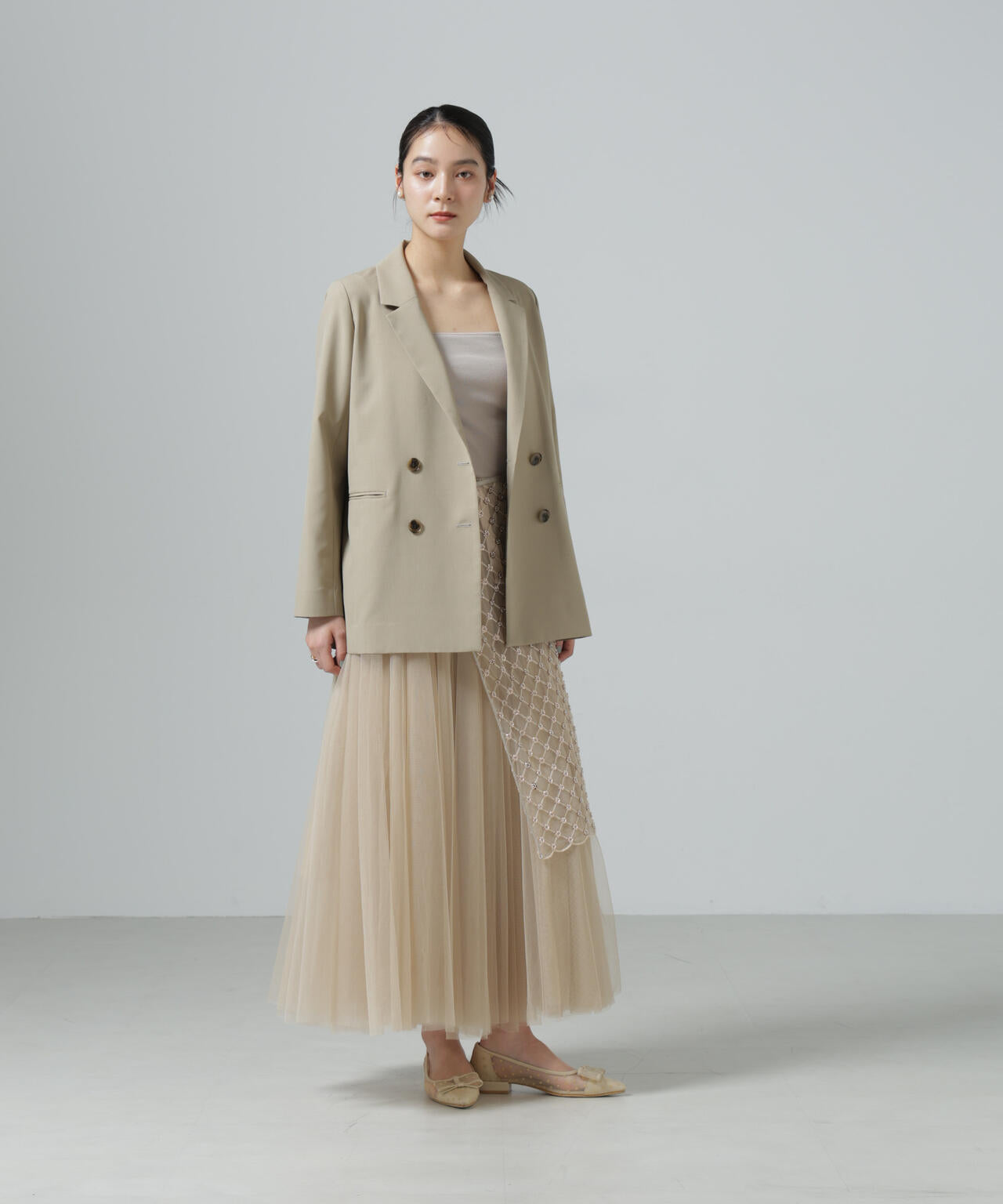 スパンコールビーズ刺繍ラップスカート