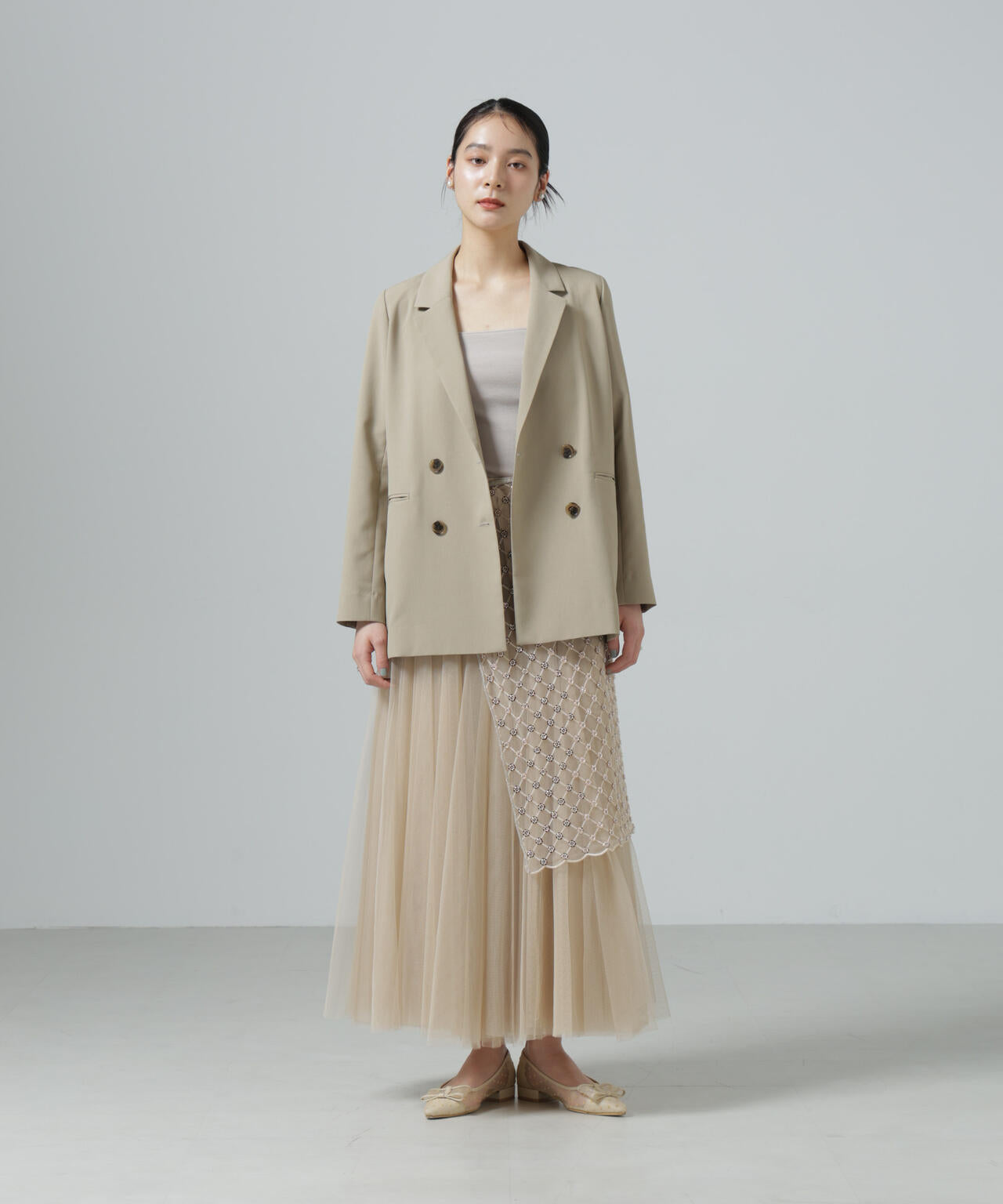 スパンコールビーズ刺繍ラップスカート