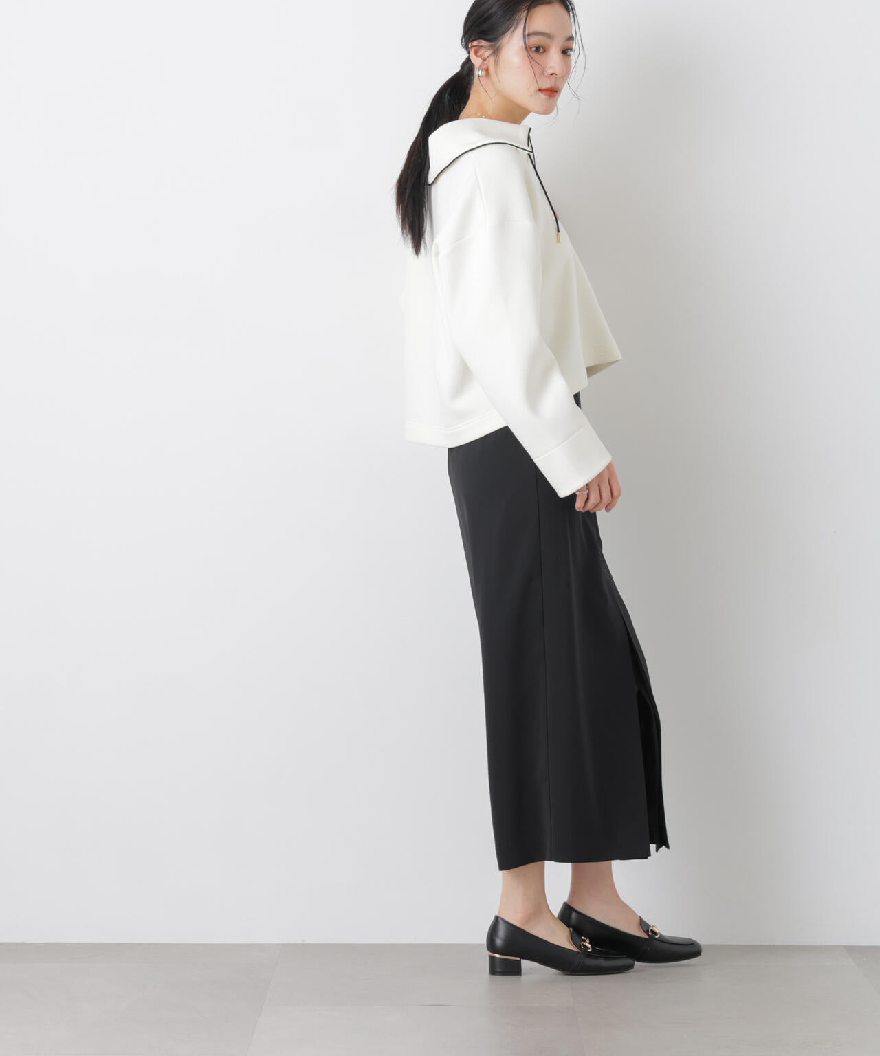 ハイツイストドライタックスリットロングスカート(セットアップ可)