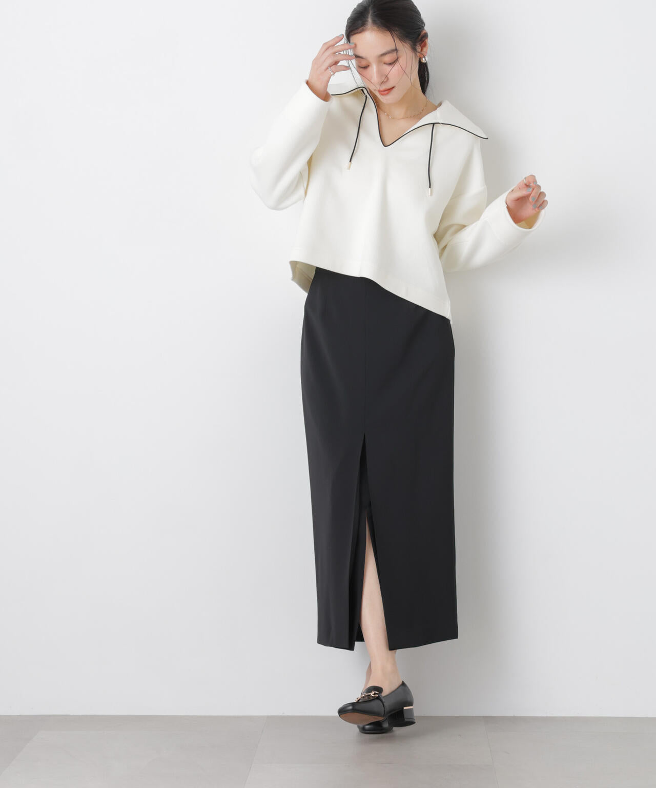 ハイツイストドライタックスリットロングスカート(セットアップ可)