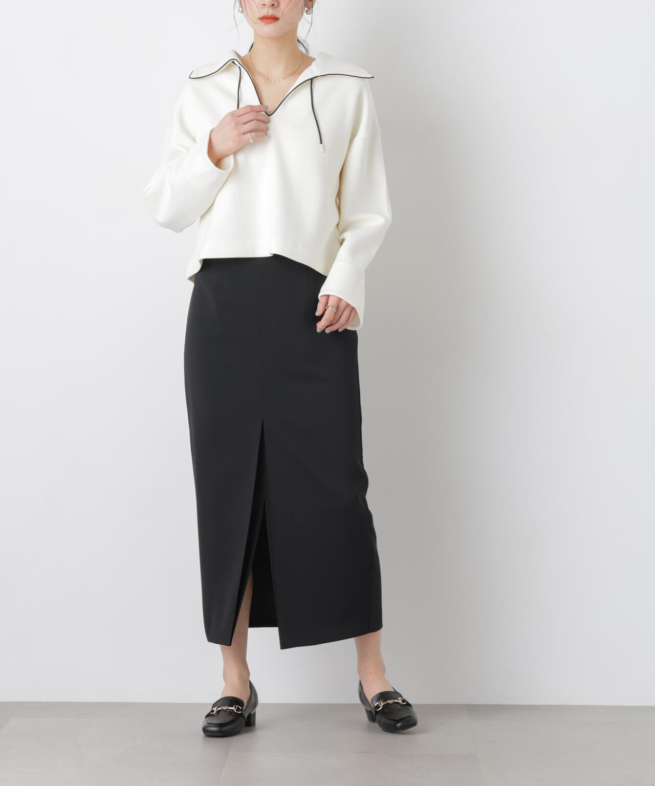 ハイツイストドライタックスリットロングスカート(セットアップ可)