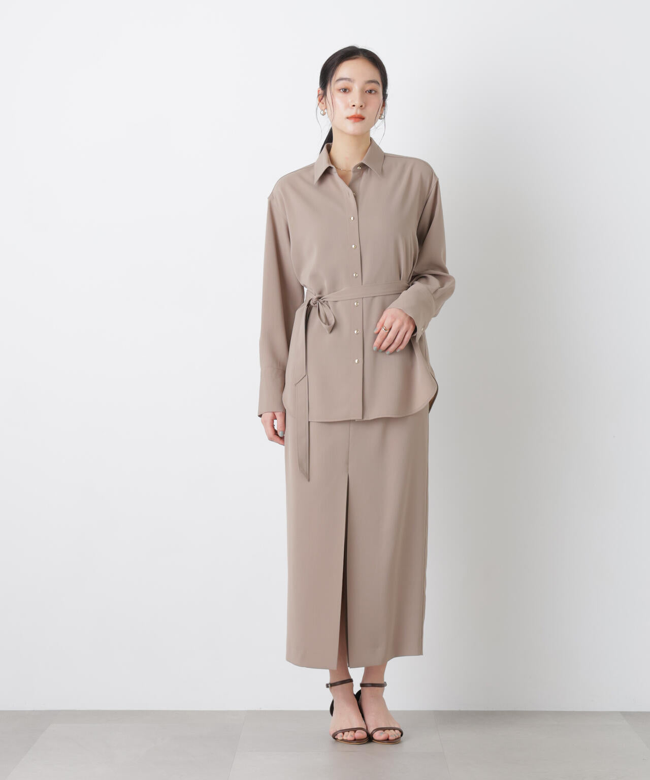 ハイツイストドライタックスリットロングスカート(セットアップ可)