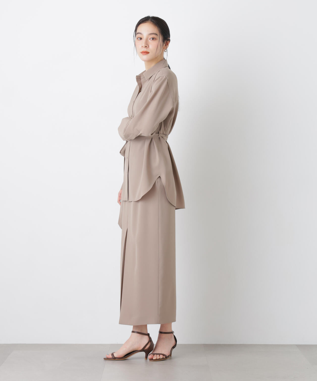 ハイツイストドライタックスリットロングスカート(セットアップ可)