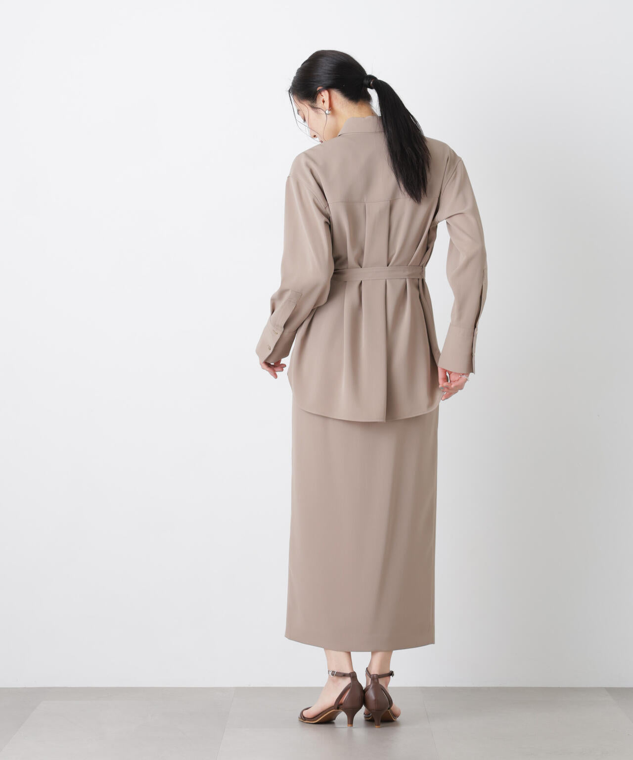 ハイツイストドライタックスリットロングスカート(セットアップ可)