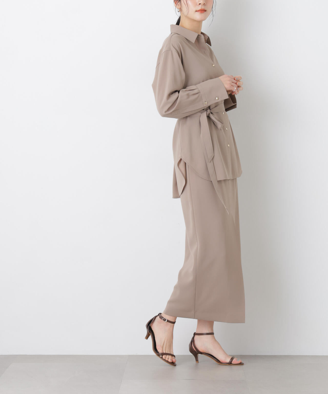 ハイツイストドライタックスリットロングスカート(セットアップ可)