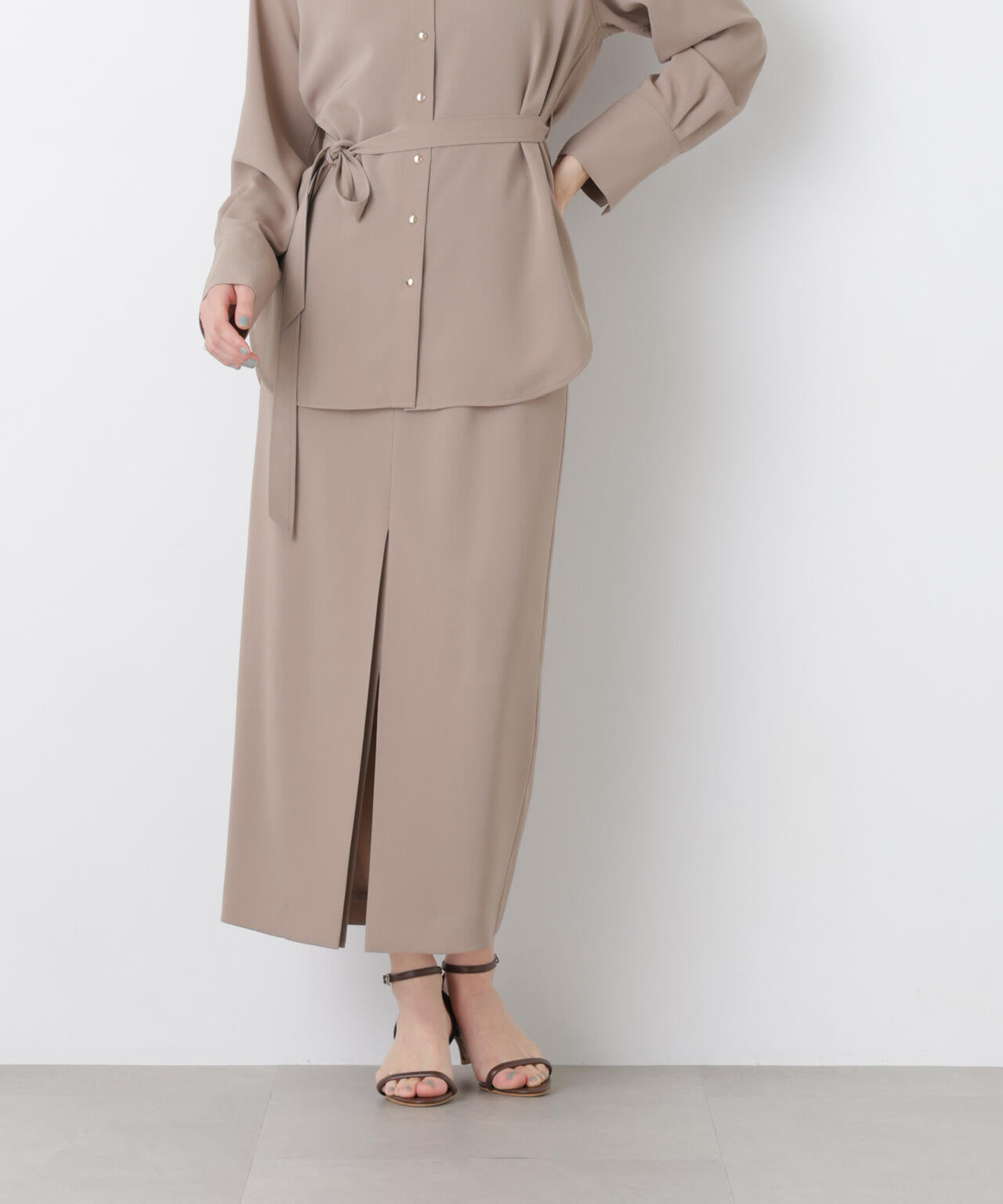 ハイツイストドライタックスリットロングスカート(セットアップ可)