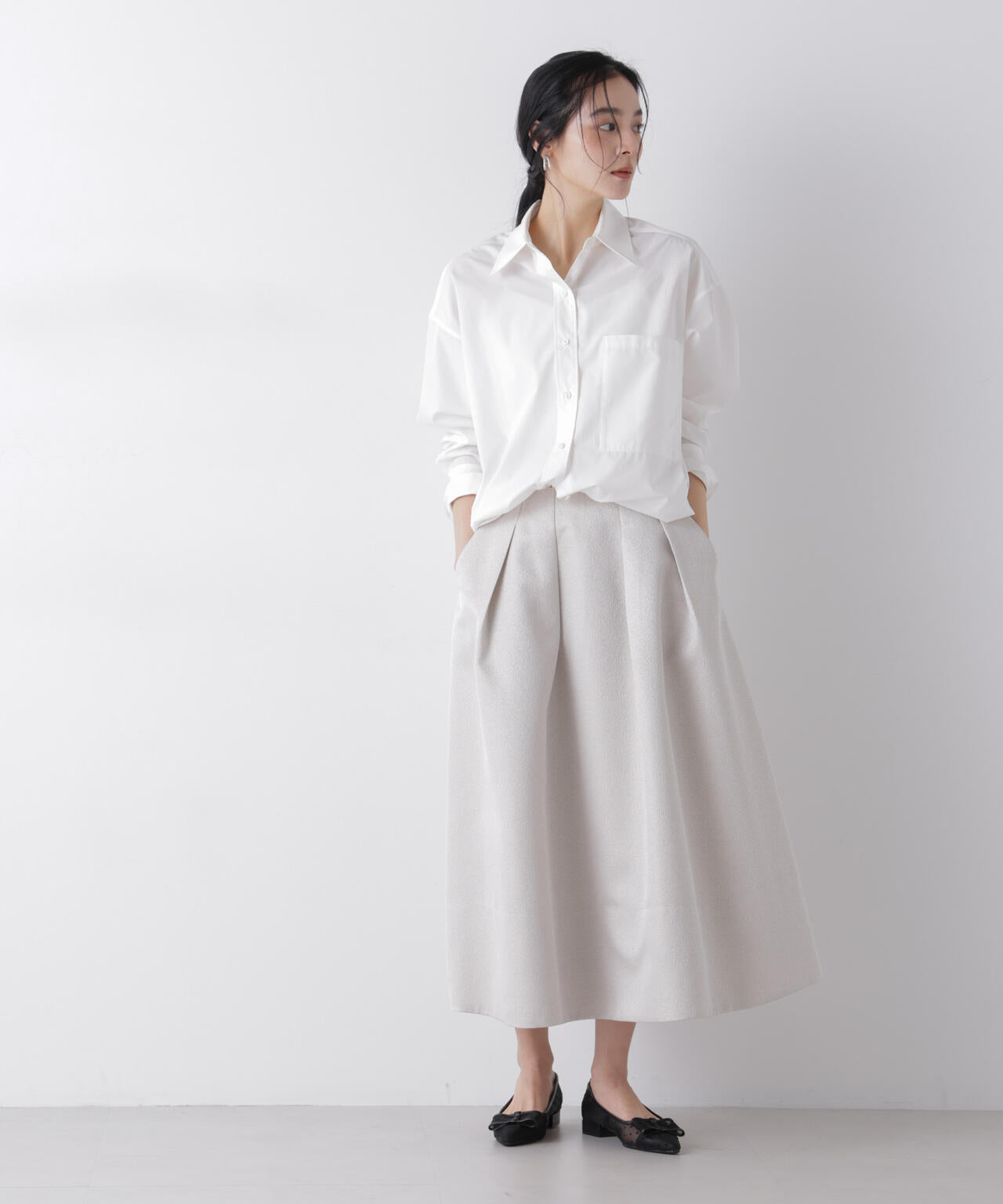 ジャガードボリュームタックスカート(セットアップ可)