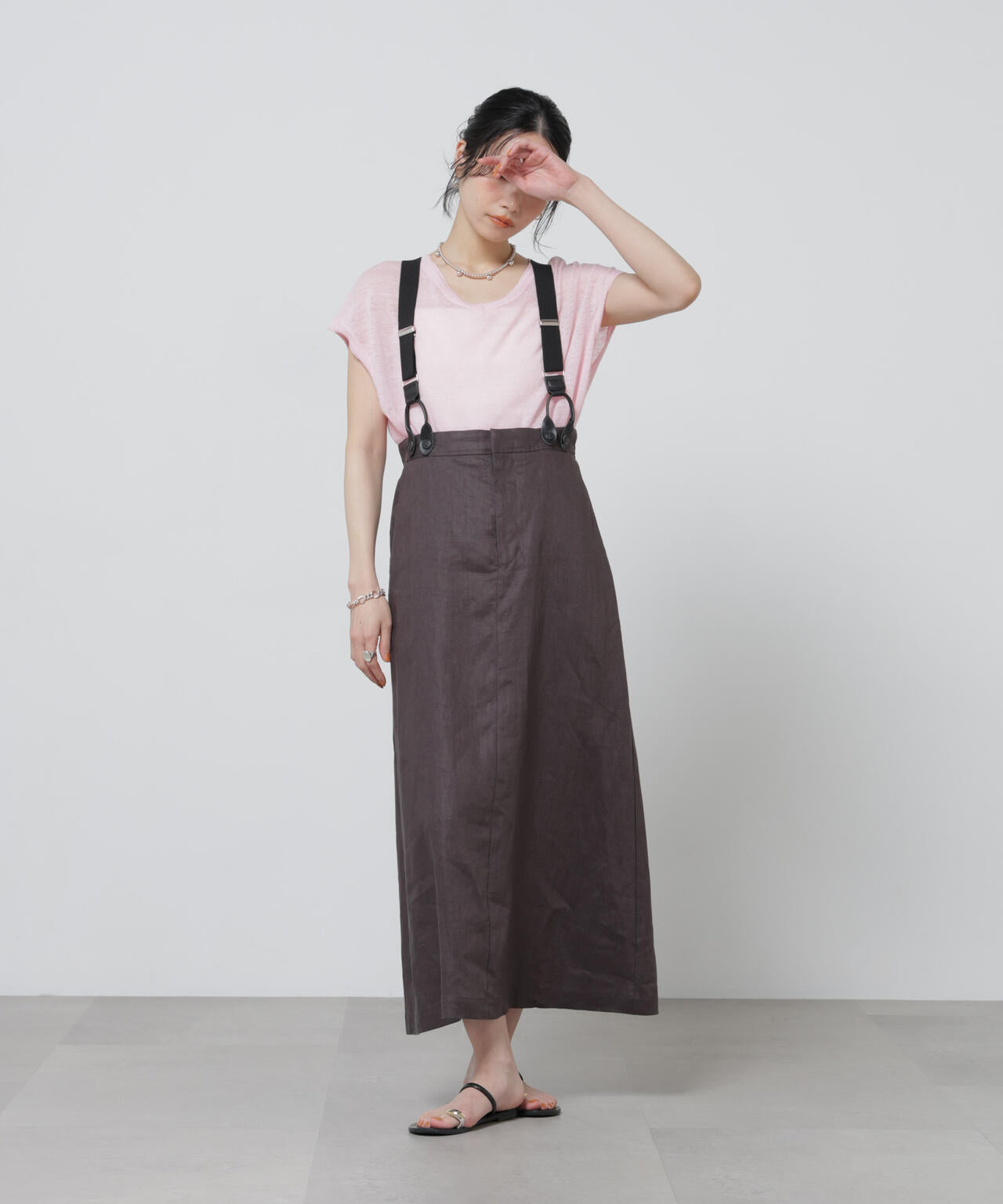 European Flax サスペンダー付きスカート(セットアップ可)