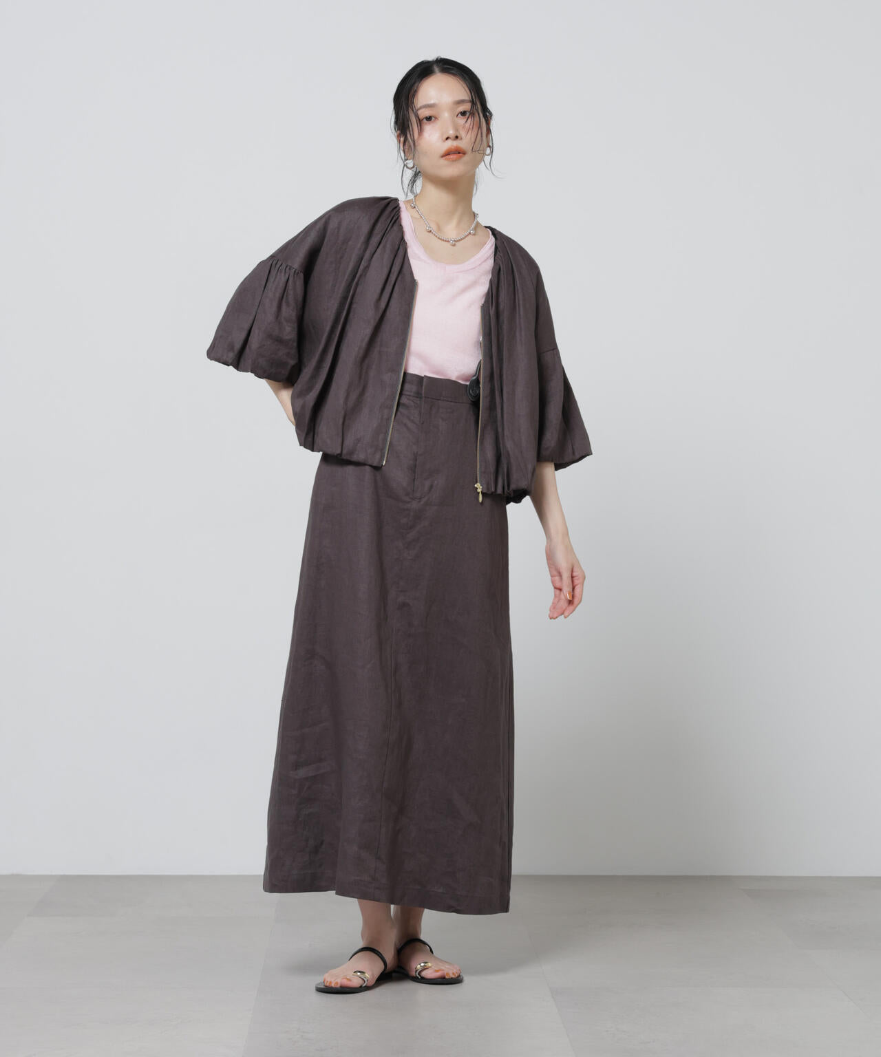 European Flax サスペンダー付きスカート(セットアップ可)