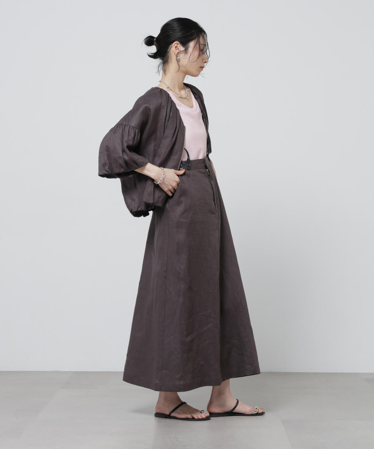 European Flax サスペンダー付きスカート(セットアップ可)