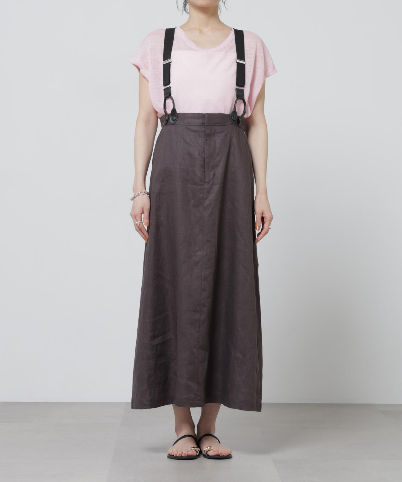 European Flax サスペンダー付きスカート(セットアップ可)