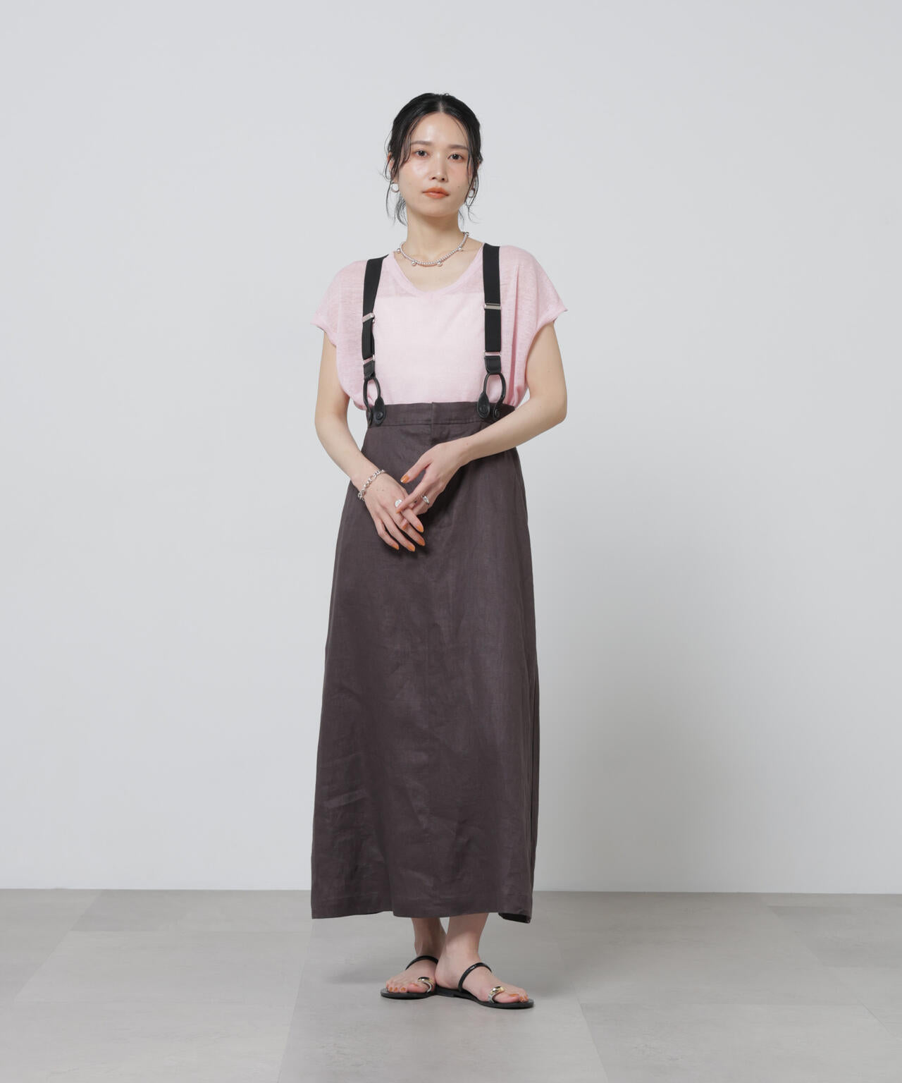 European Flax サスペンダー付きスカート(セットアップ可)