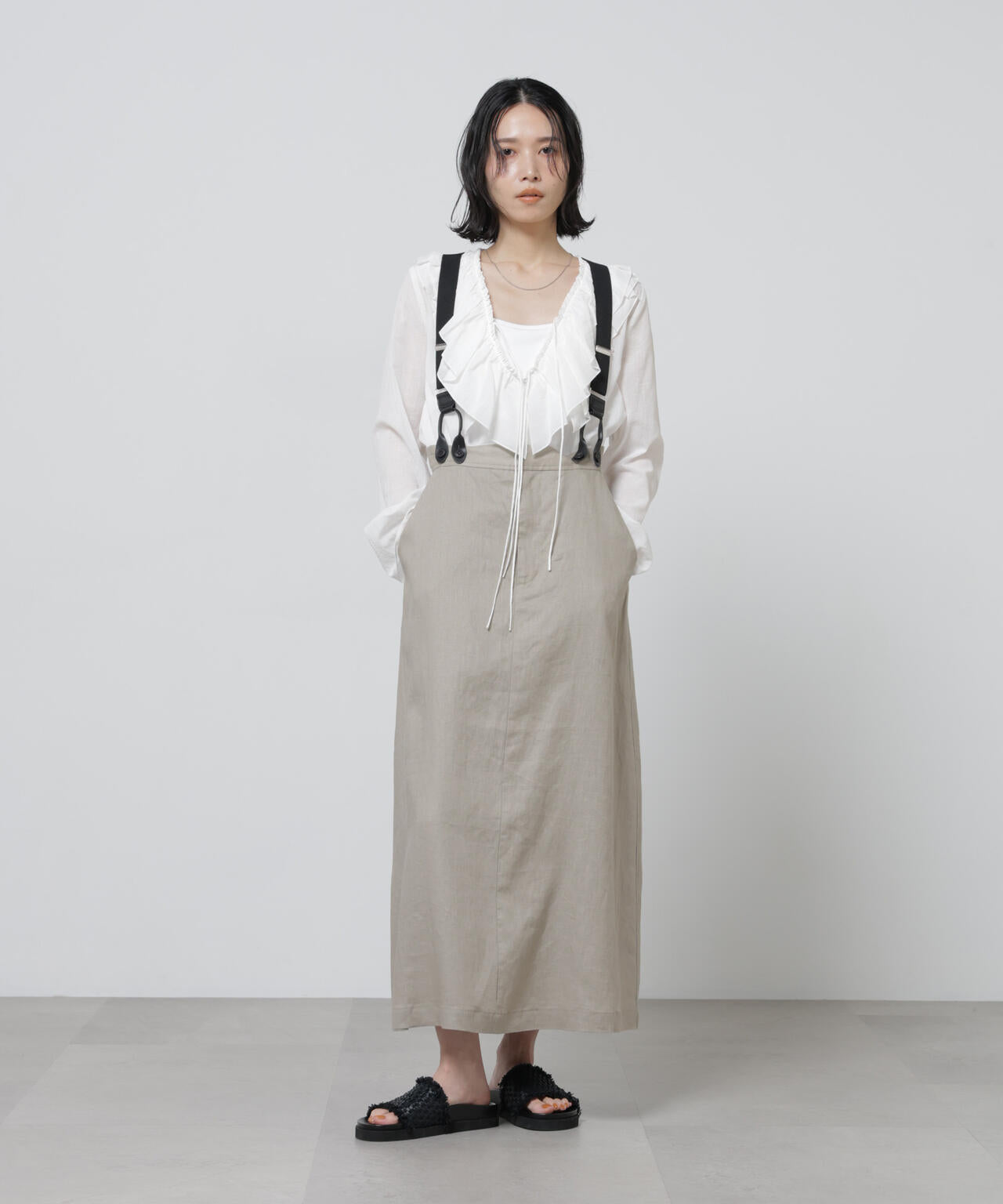 European Flax サスペンダー付きスカート(セットアップ可)
