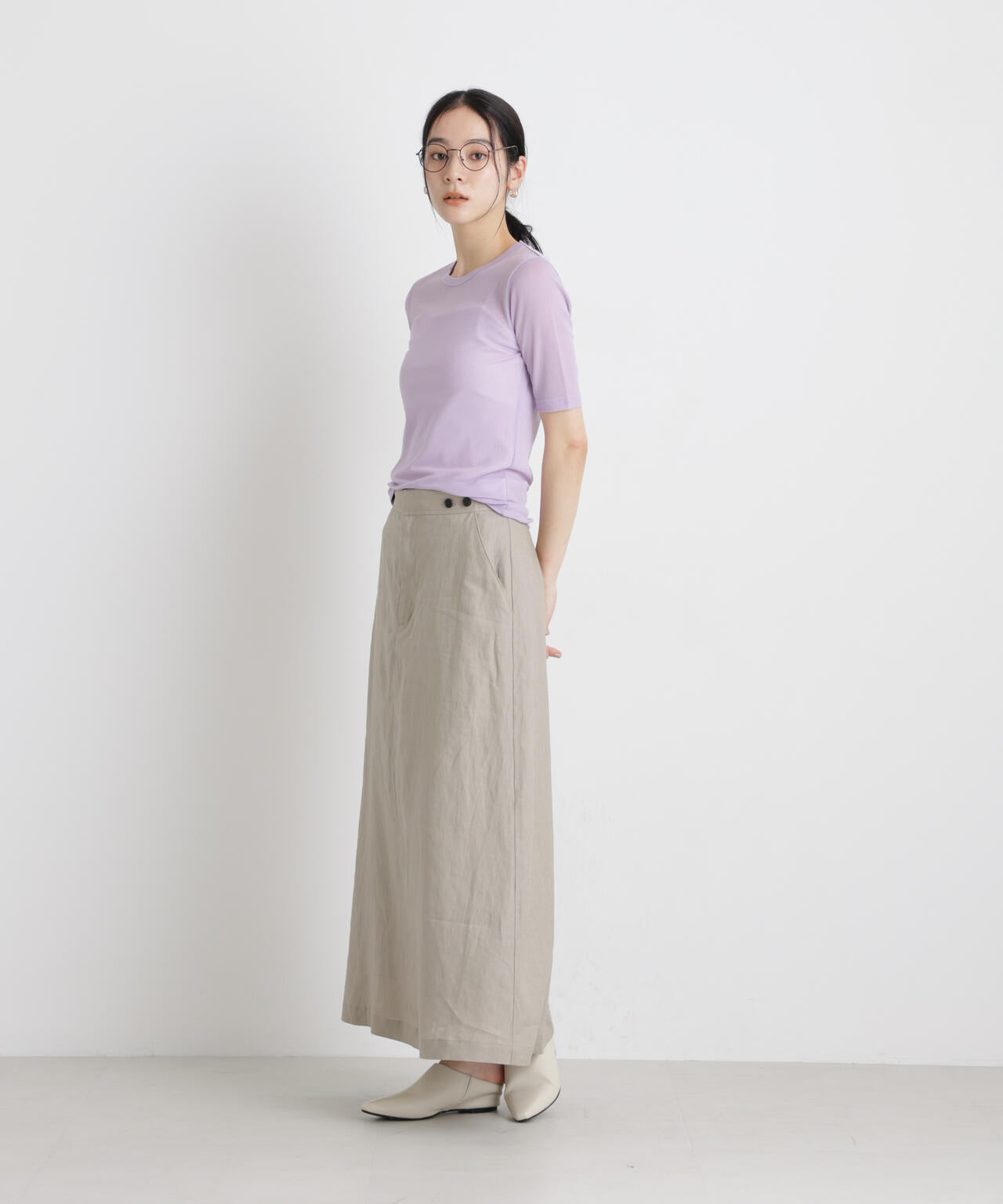 European Flax サスペンダー付きスカート(セットアップ可)