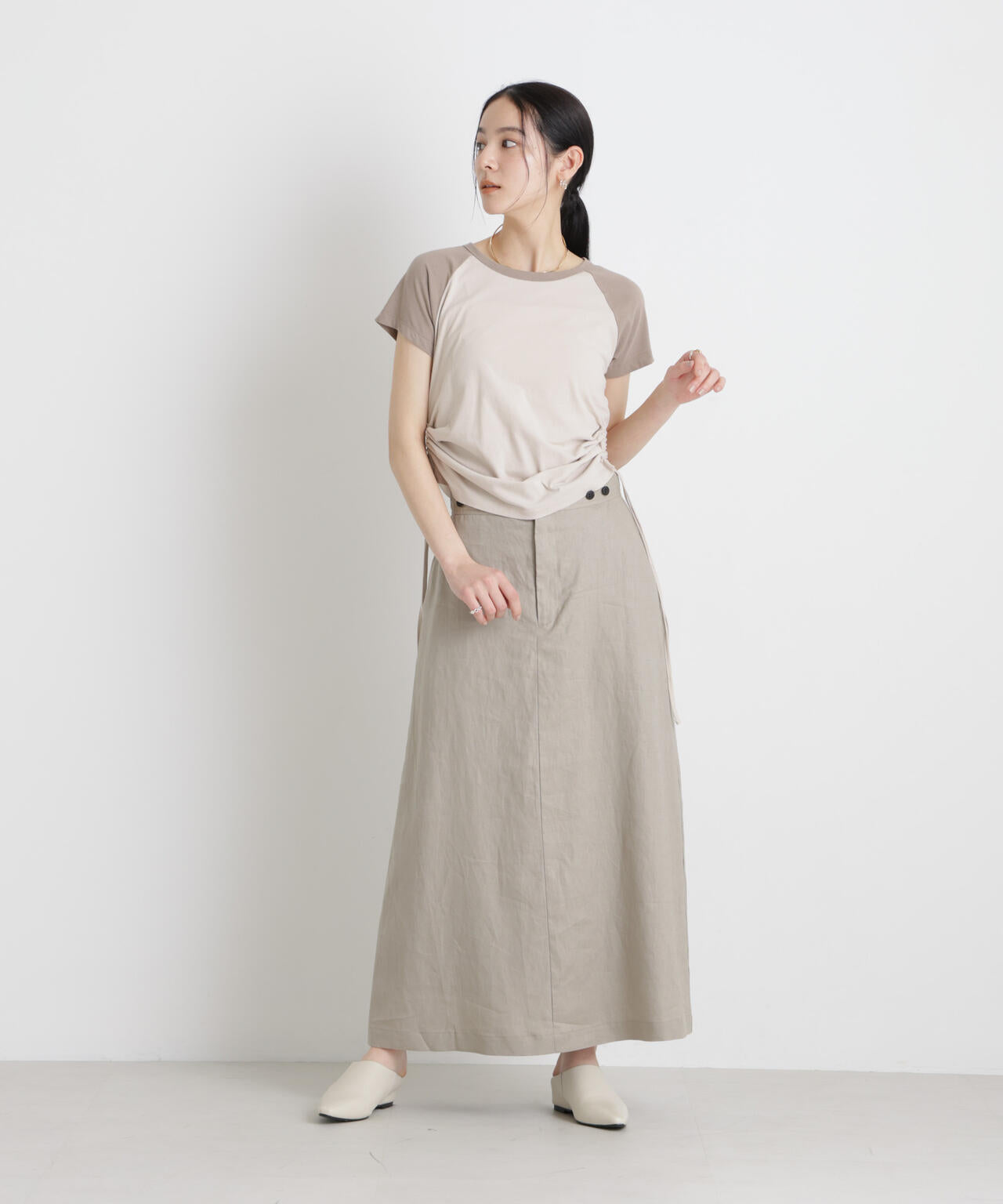 European Flax サスペンダー付きスカート(セットアップ可)