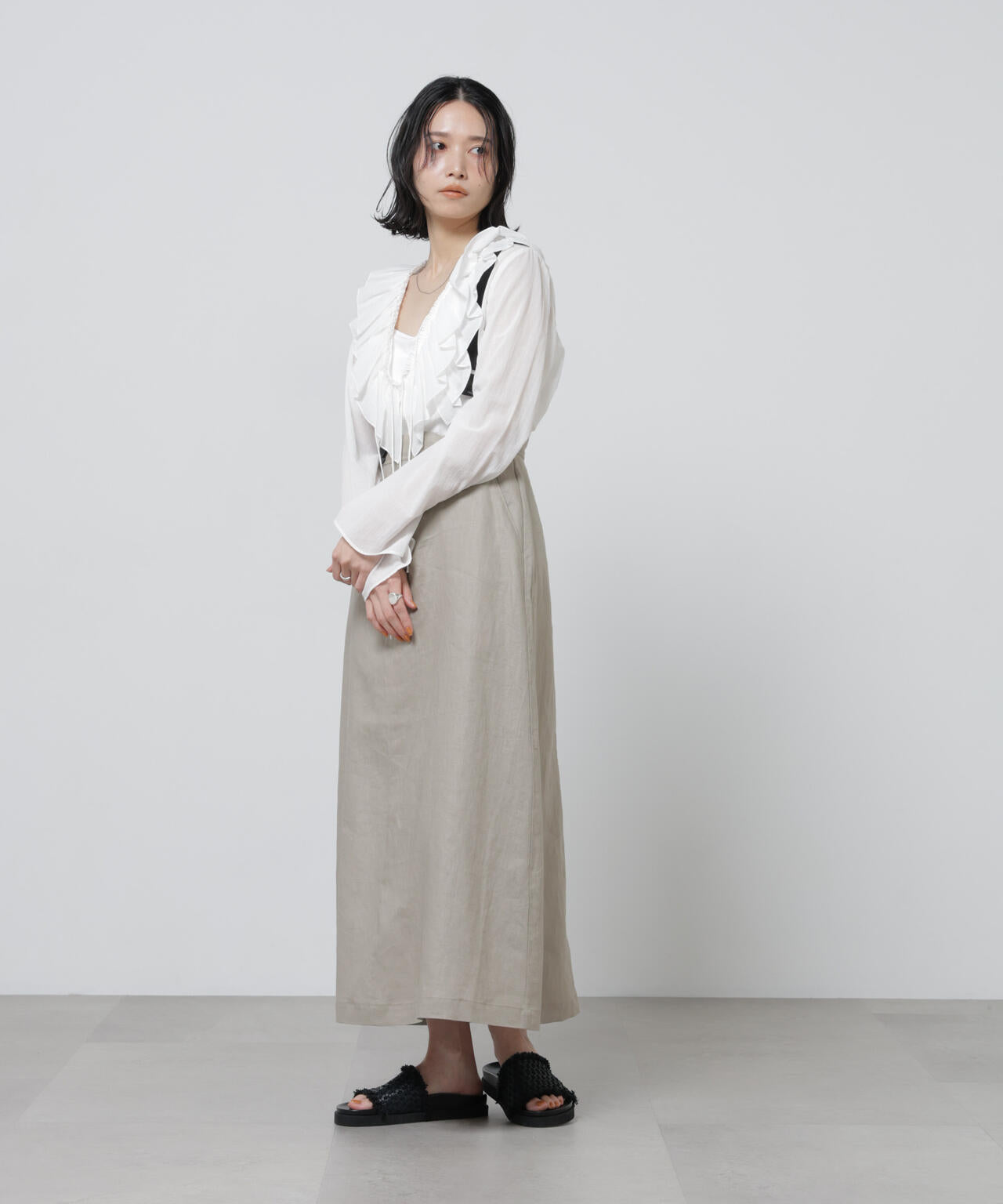 European Flax サスペンダー付きスカート(セットアップ可)
