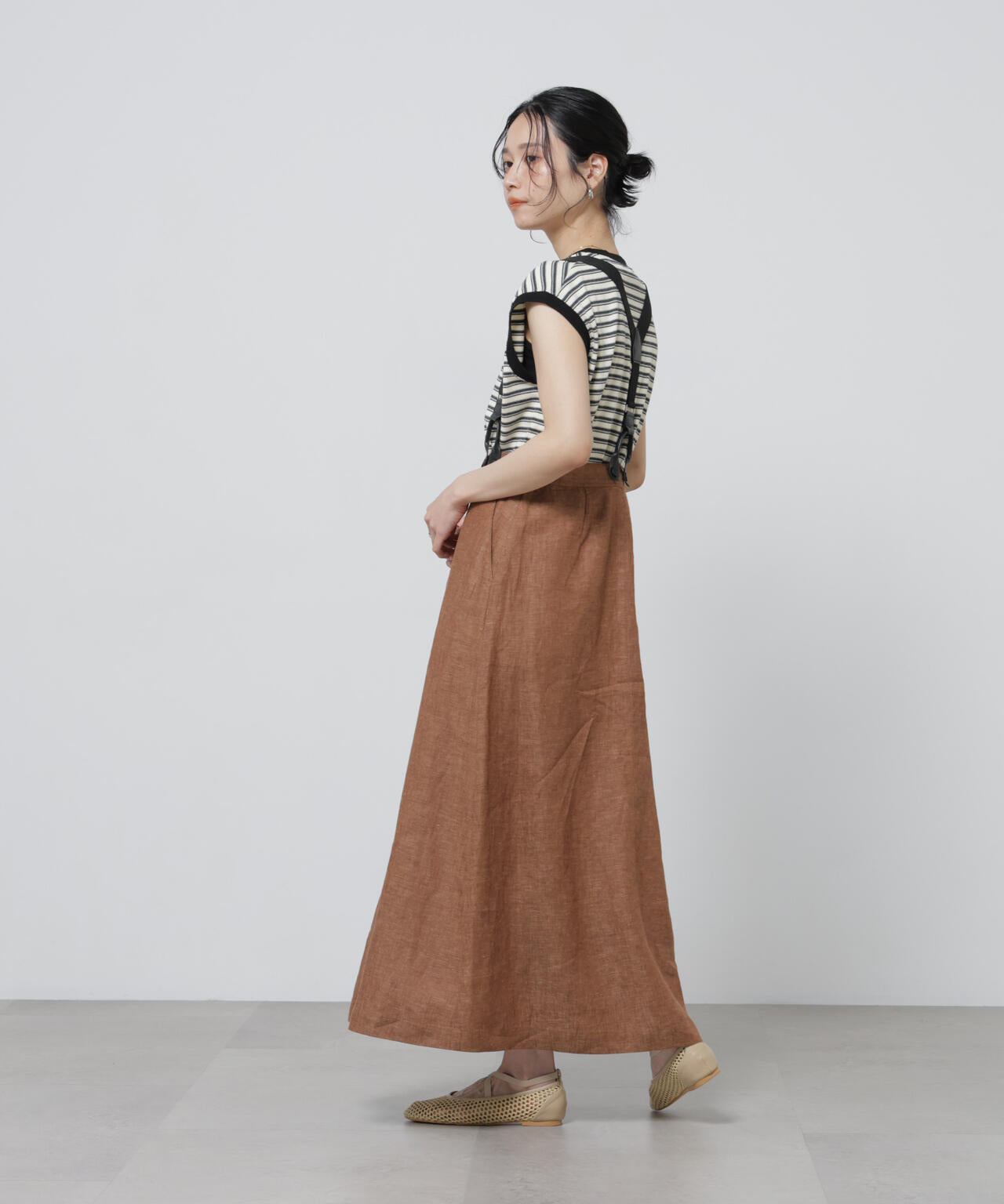 European Flax サスペンダー付きスカート(セットアップ可)