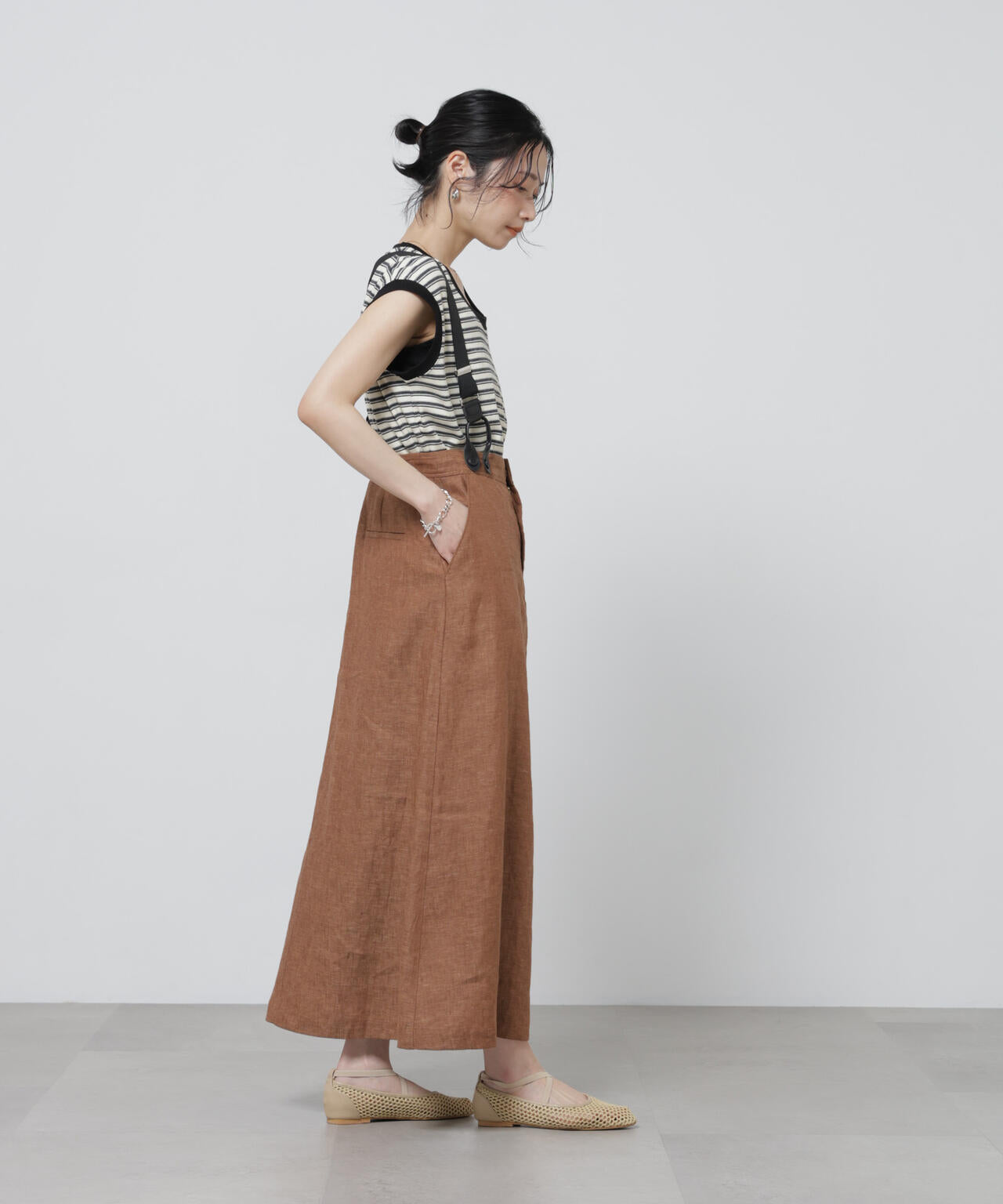 European Flax サスペンダー付きスカート(セットアップ可)