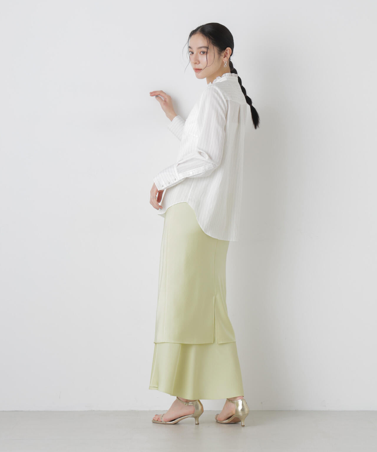 ダブルサテンレイヤードデザインスカート