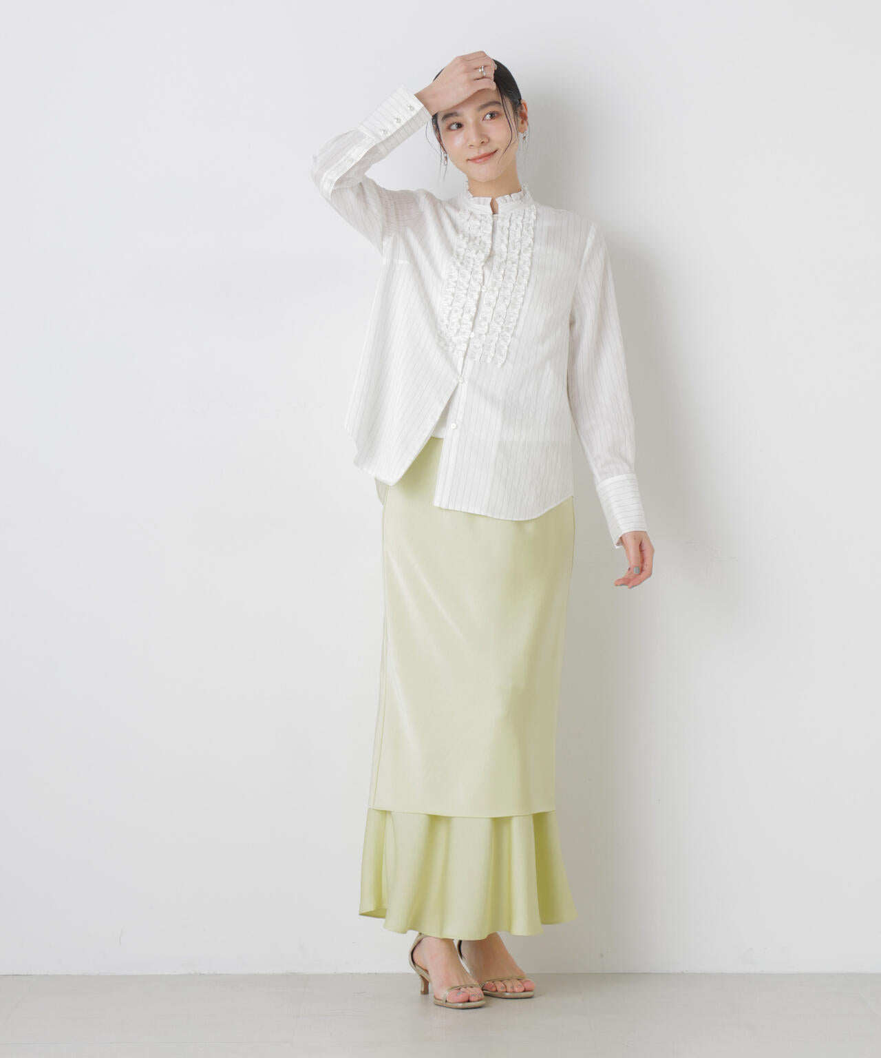 ダブルサテンレイヤードデザインスカート