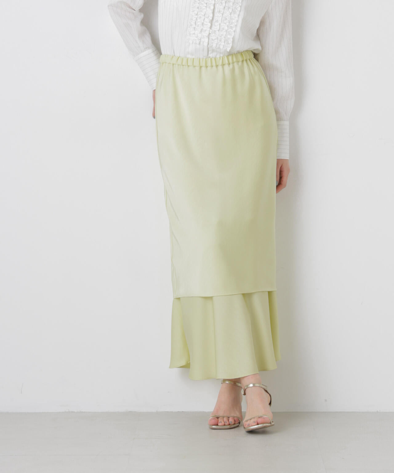 ダブルサテンレイヤードデザインスカート