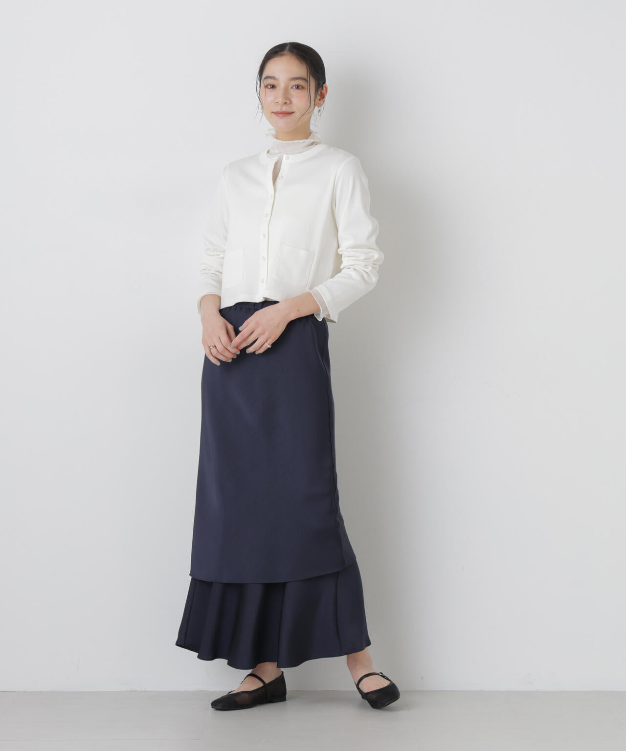 ダブルサテンレイヤードデザインスカート