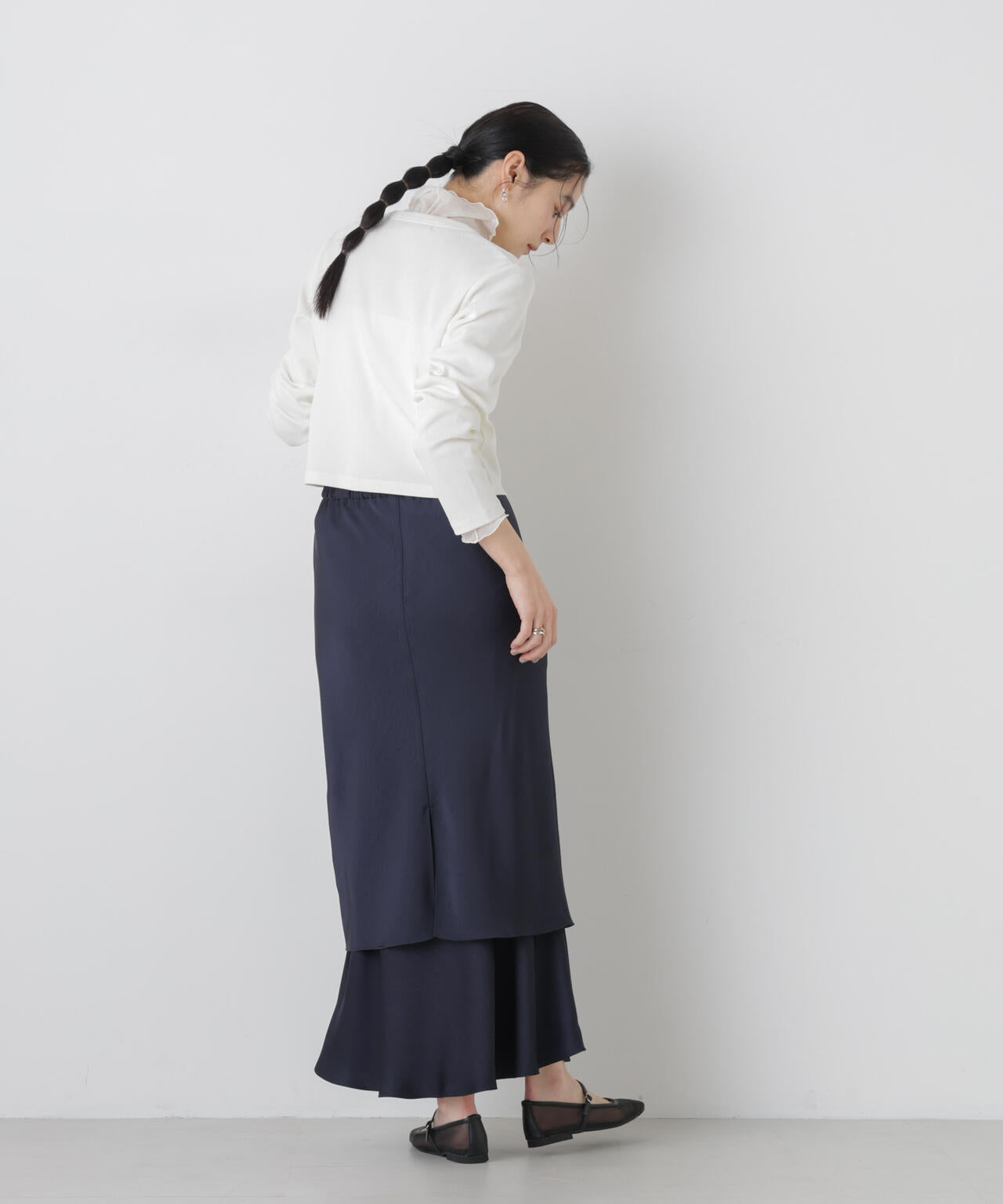 ダブルサテンレイヤードデザインスカート
