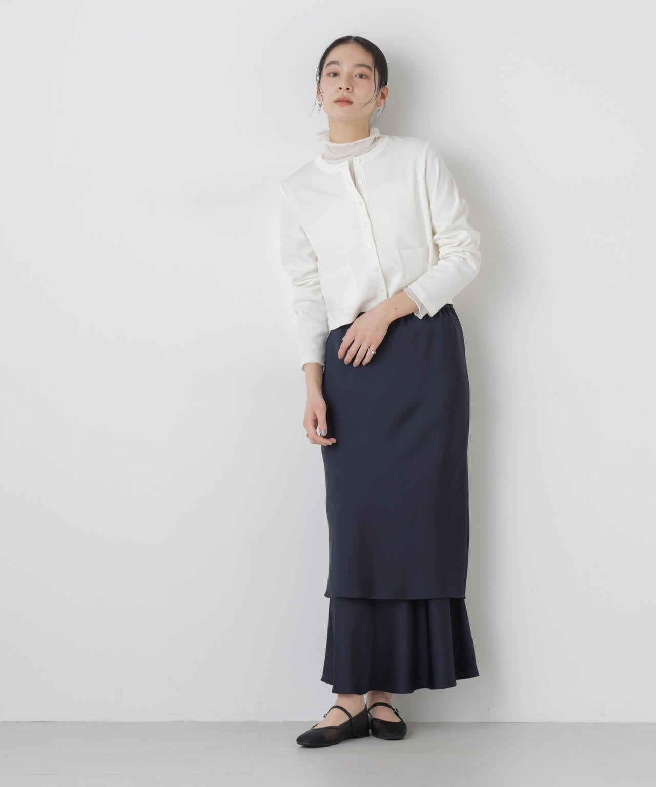 ダブルサテンレイヤードデザインスカート