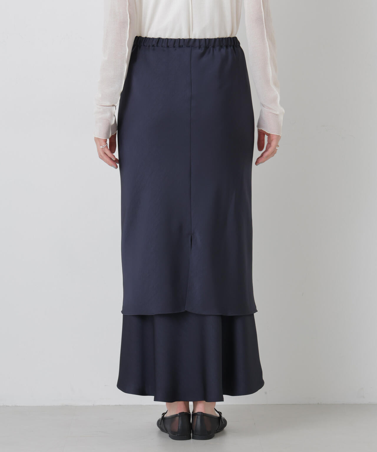 ダブルサテンレイヤードデザインスカート