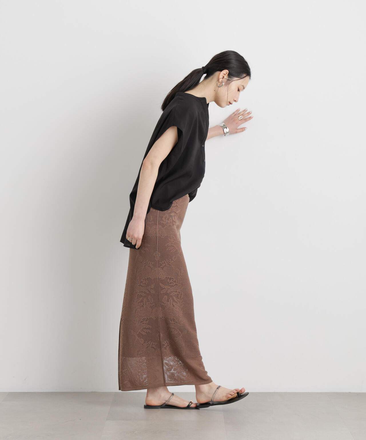 メッシュレースニットスカート