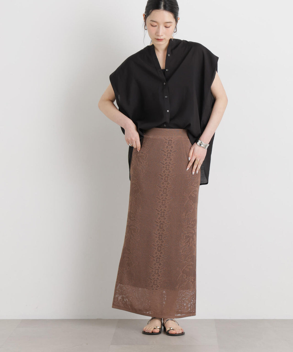 メッシュレースニットスカート