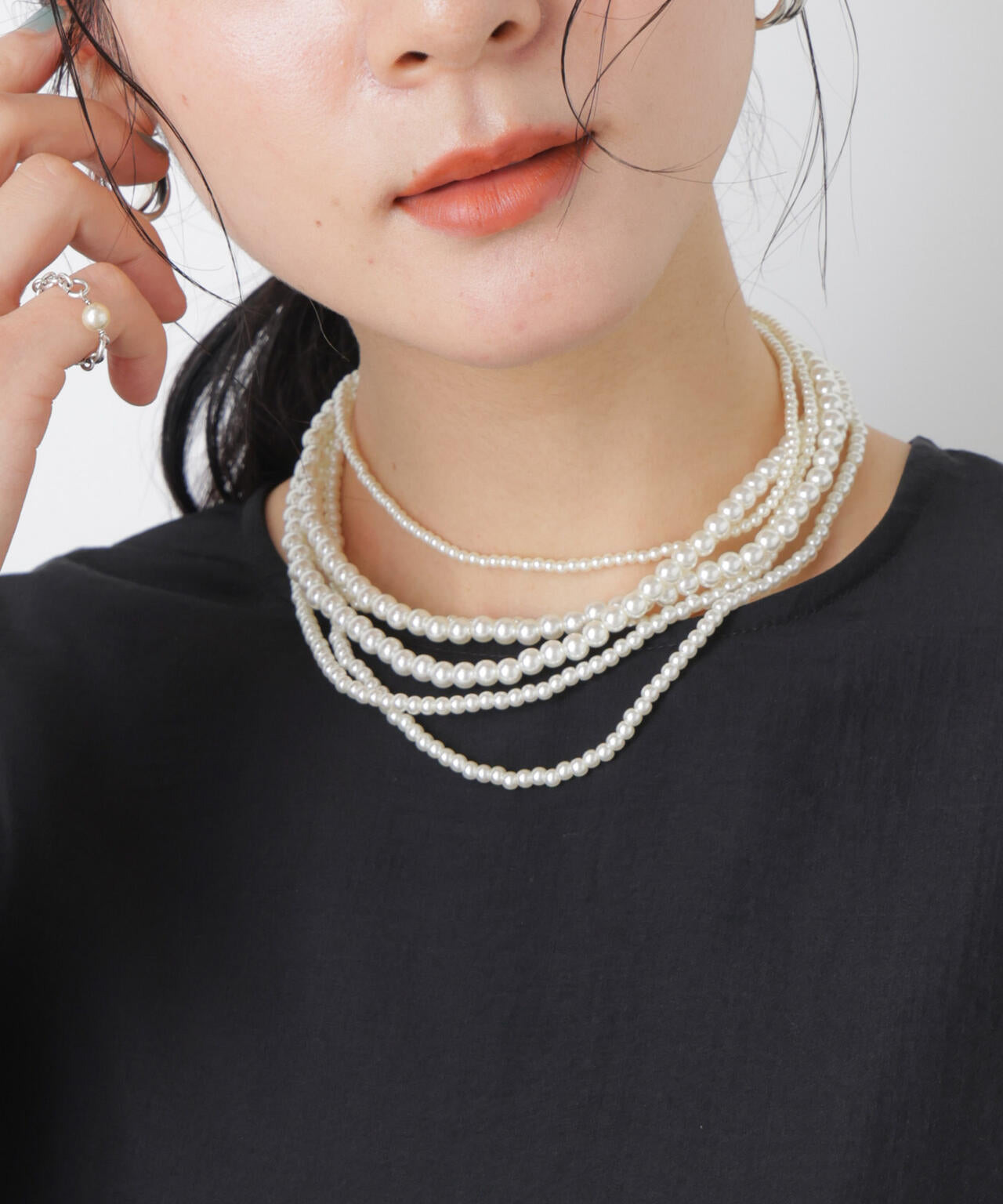 フェイクパールマルチウェイ3連ネックレス
