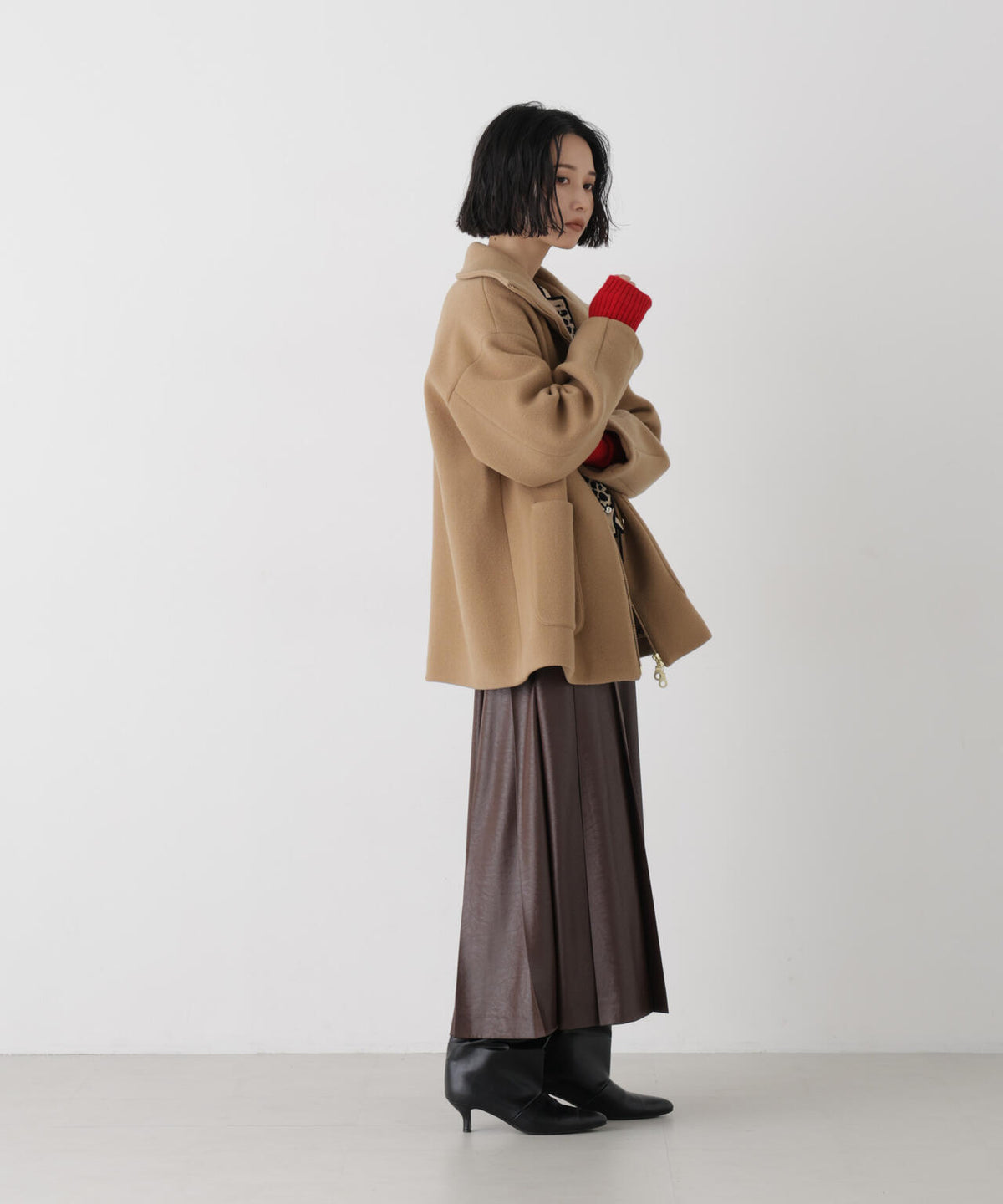 ウールパイルスタンドジップコート