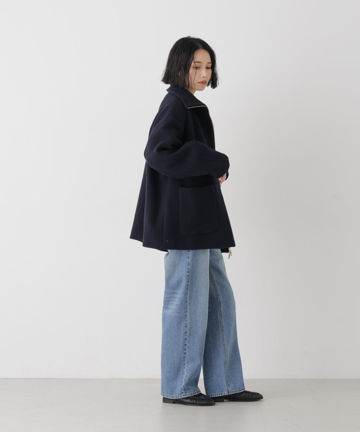 ウールパイルスタンドジップコート