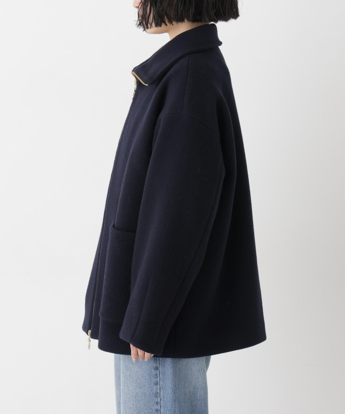 ウールパイルスタンドジップコート