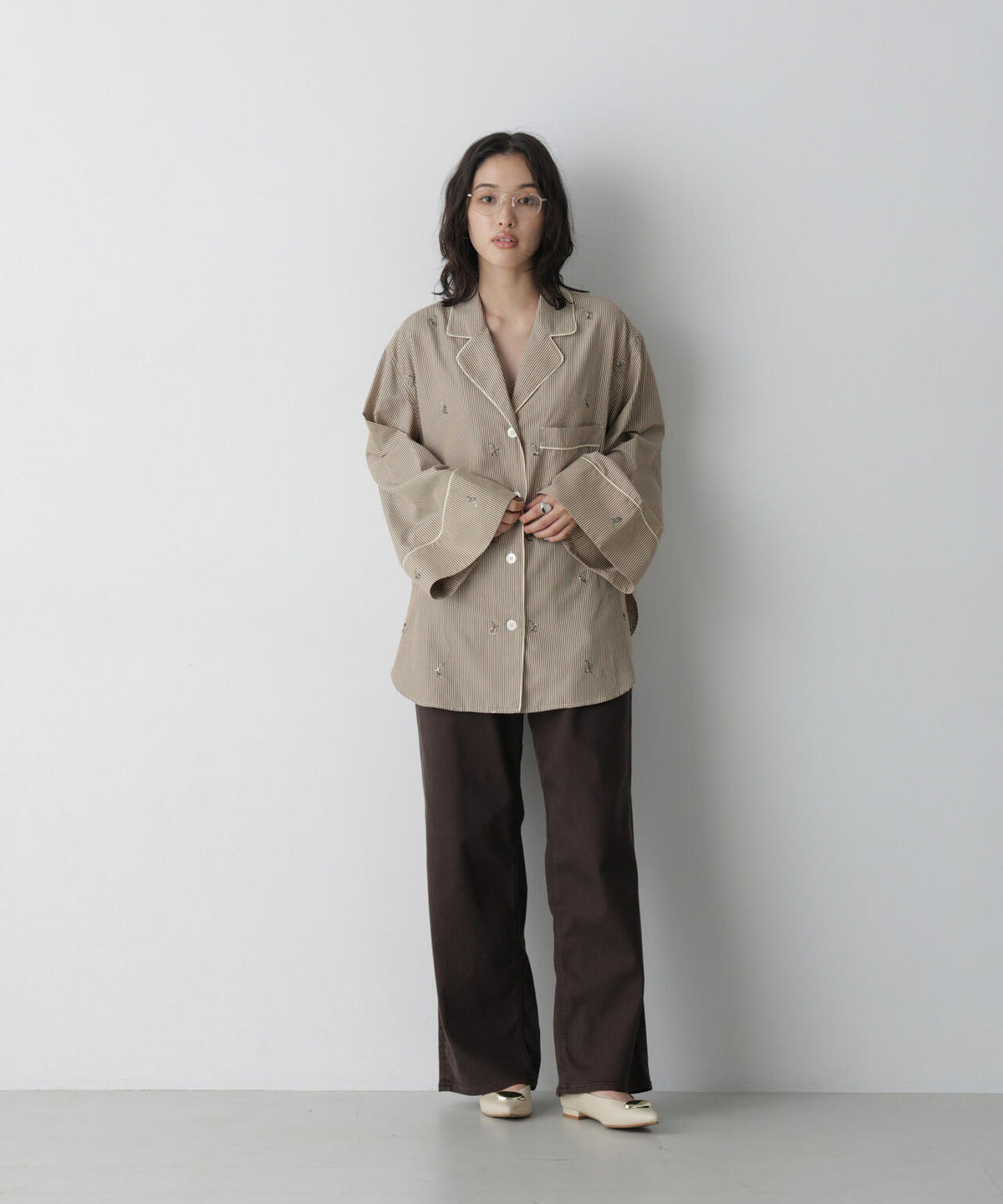 「STEVELOUR」フラワーモチーフスリーピーシャツ(セットアップ可)