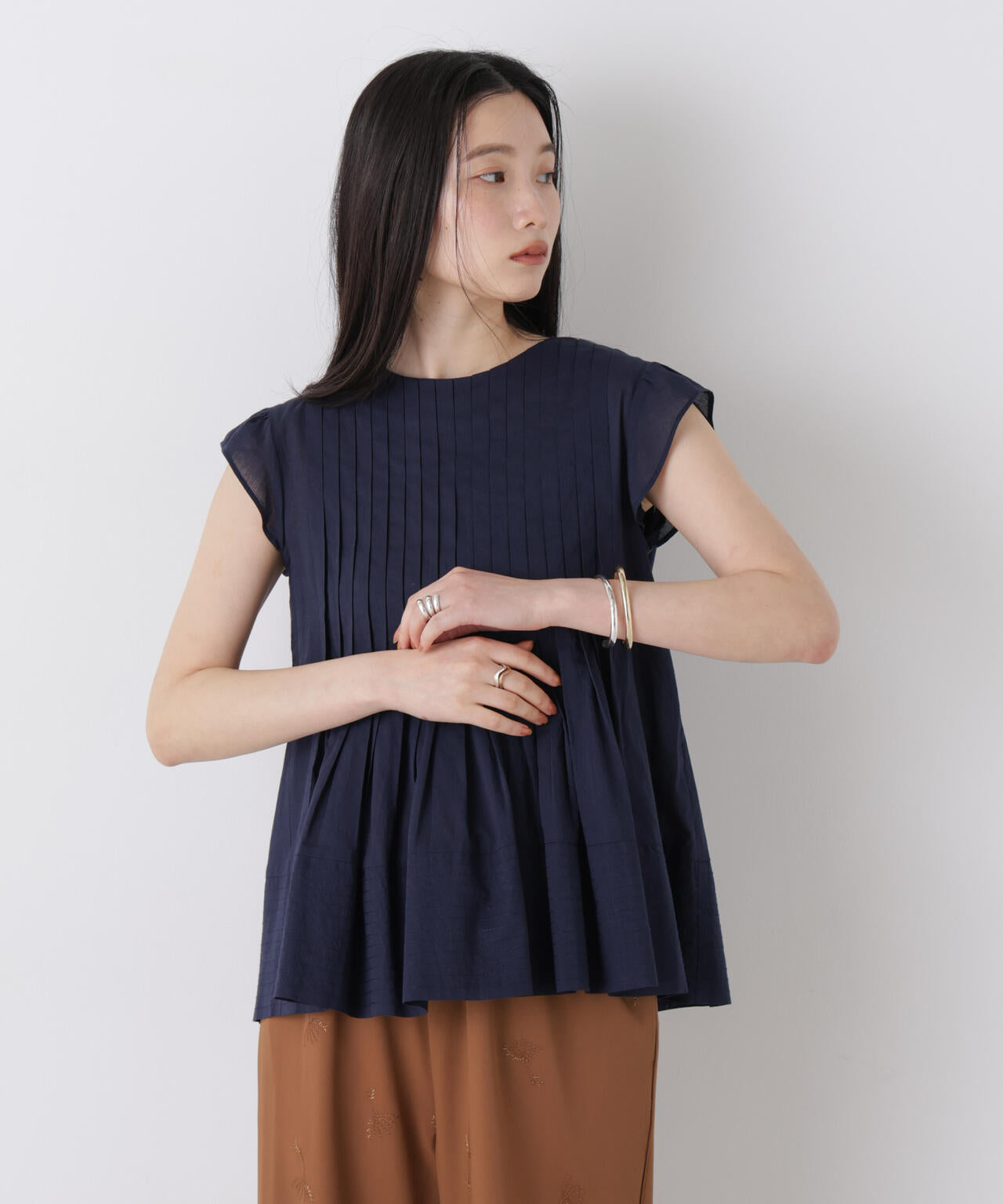 made in india タックステッチブラウス(セットアップ可)