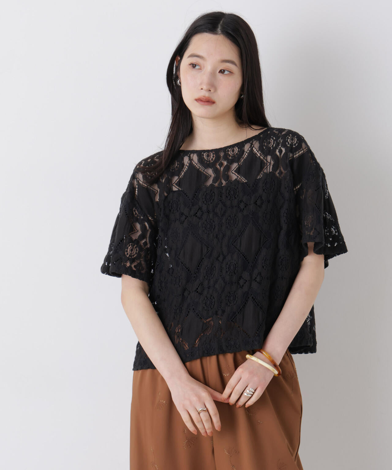 made in india レースワイドブラウス