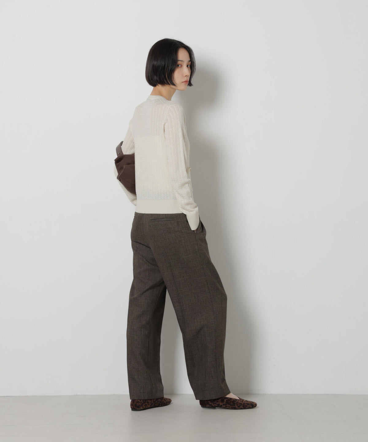 毛玉レスニット ミニケーブルカーディガン